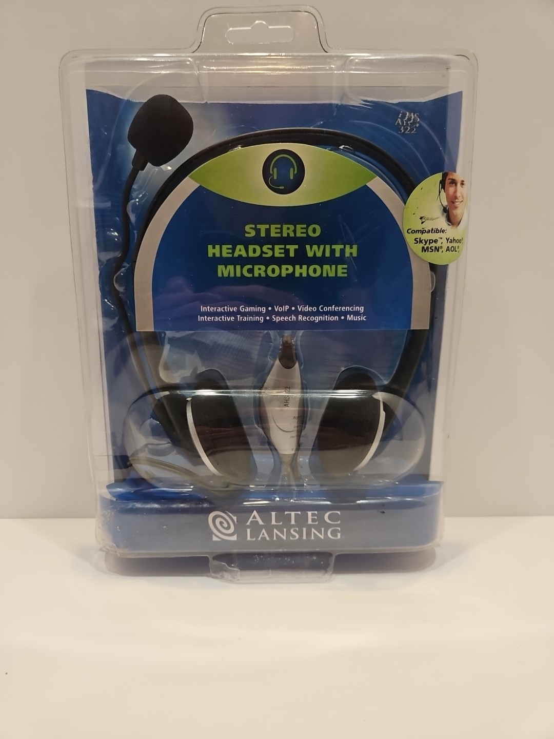 Altec Lansing Skype Stereo Headset w/ Boom Microphone Model AHS322 New