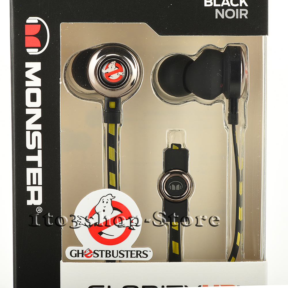Monster Ghostbusters Headphones Clarity HD In Ear Bud Headset w/Mic Remote Black