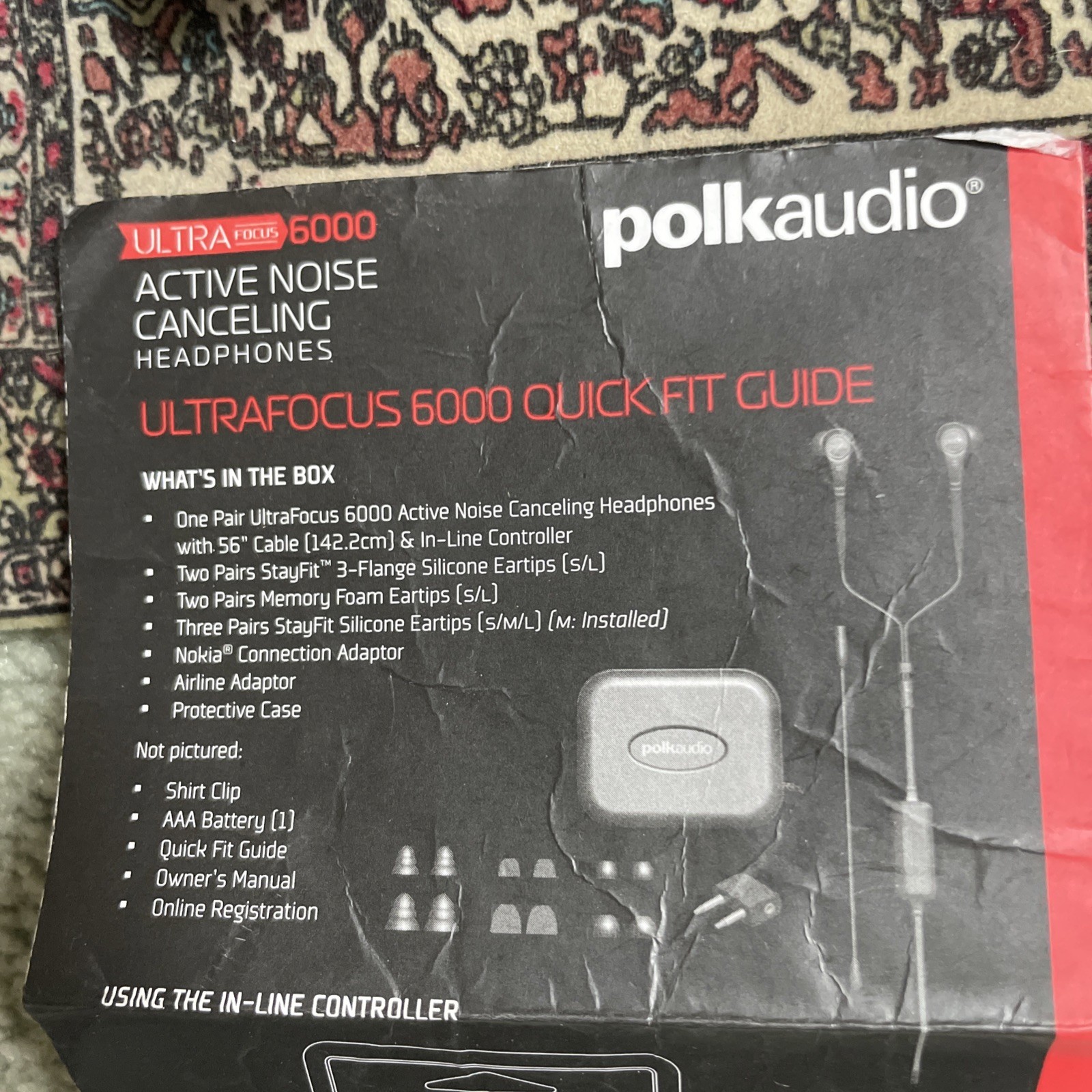 Polk Audio Noise Canceling Headphones Earbuds & Battery Active Ultra Focus 3000
