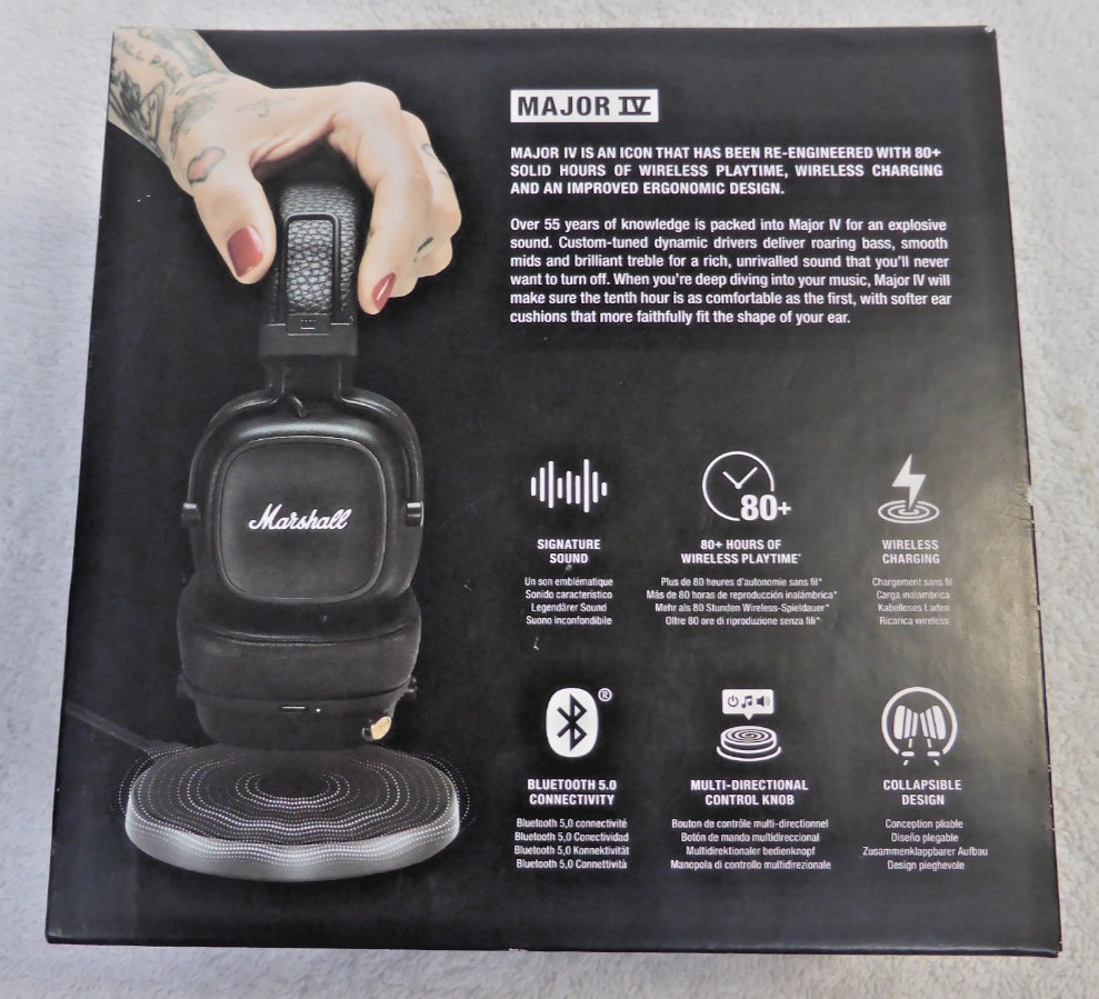 Marshall – Major IV Wireless On-Ear Bluetooth Foldable Headphones – Black (VG)