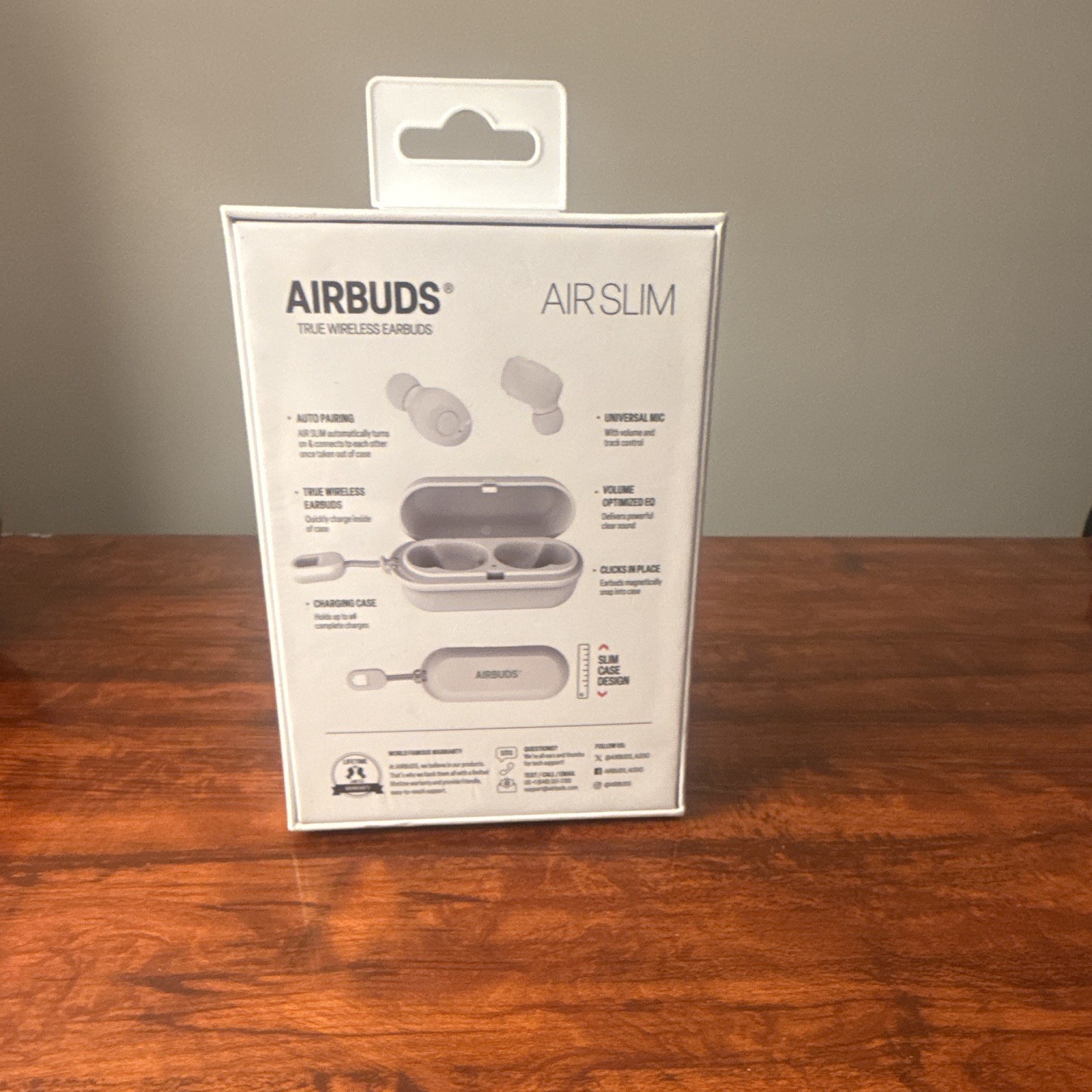 Airbuds Air Slim True Wireless Bluetooth In-Ear Earbuds w/ Mic, White
