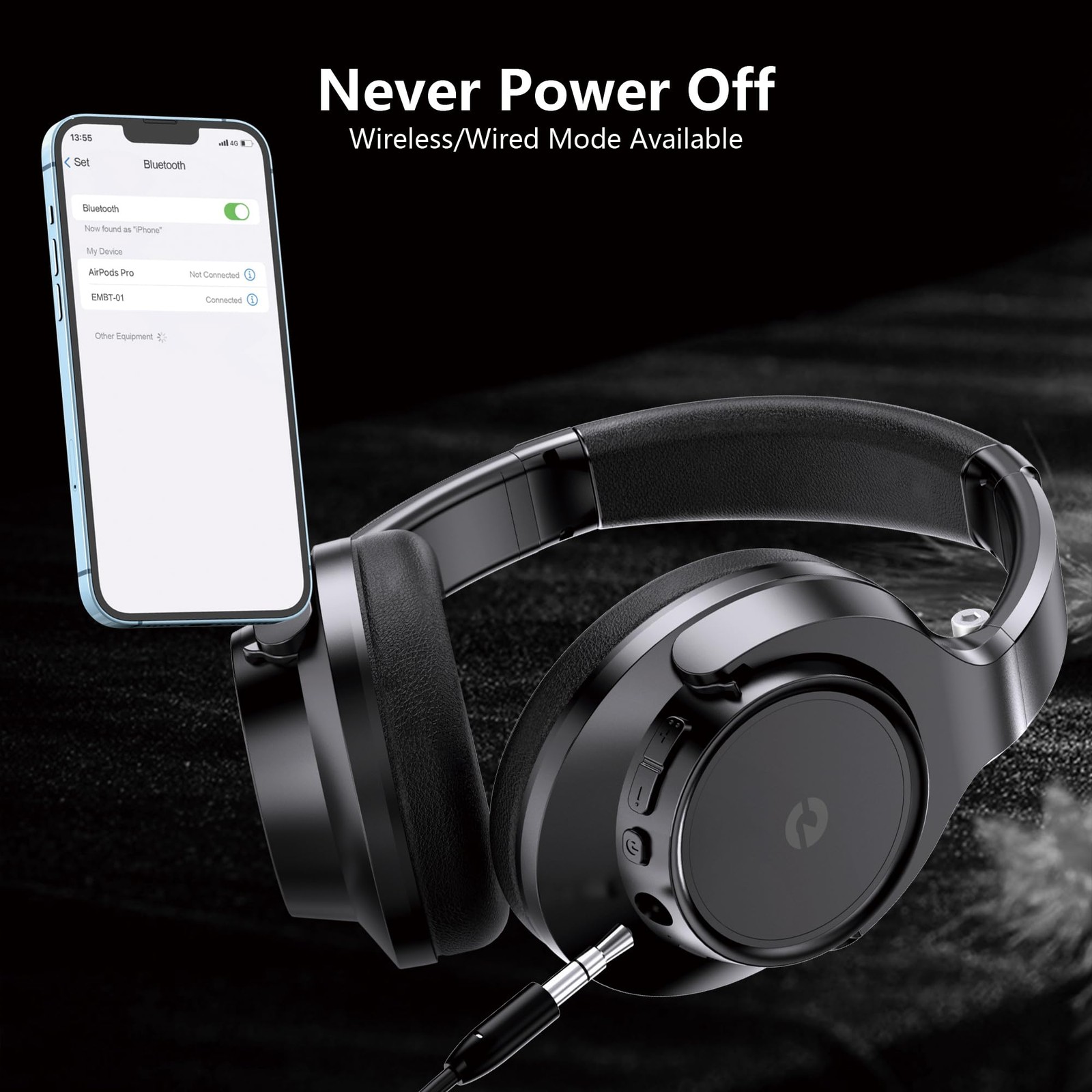 Wireless Headphones Over Ear, 70H Playtime Headphone Wireless Bluetooth 5.1,3…