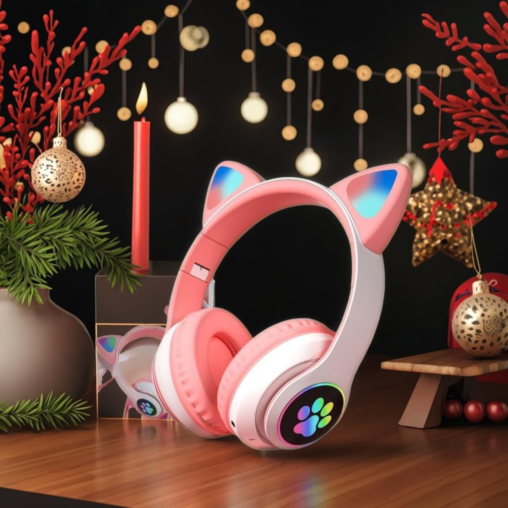 Cat Ear Bluetooth Headphones for Kids & Adults, Wireless Foldable & Wired Mul…