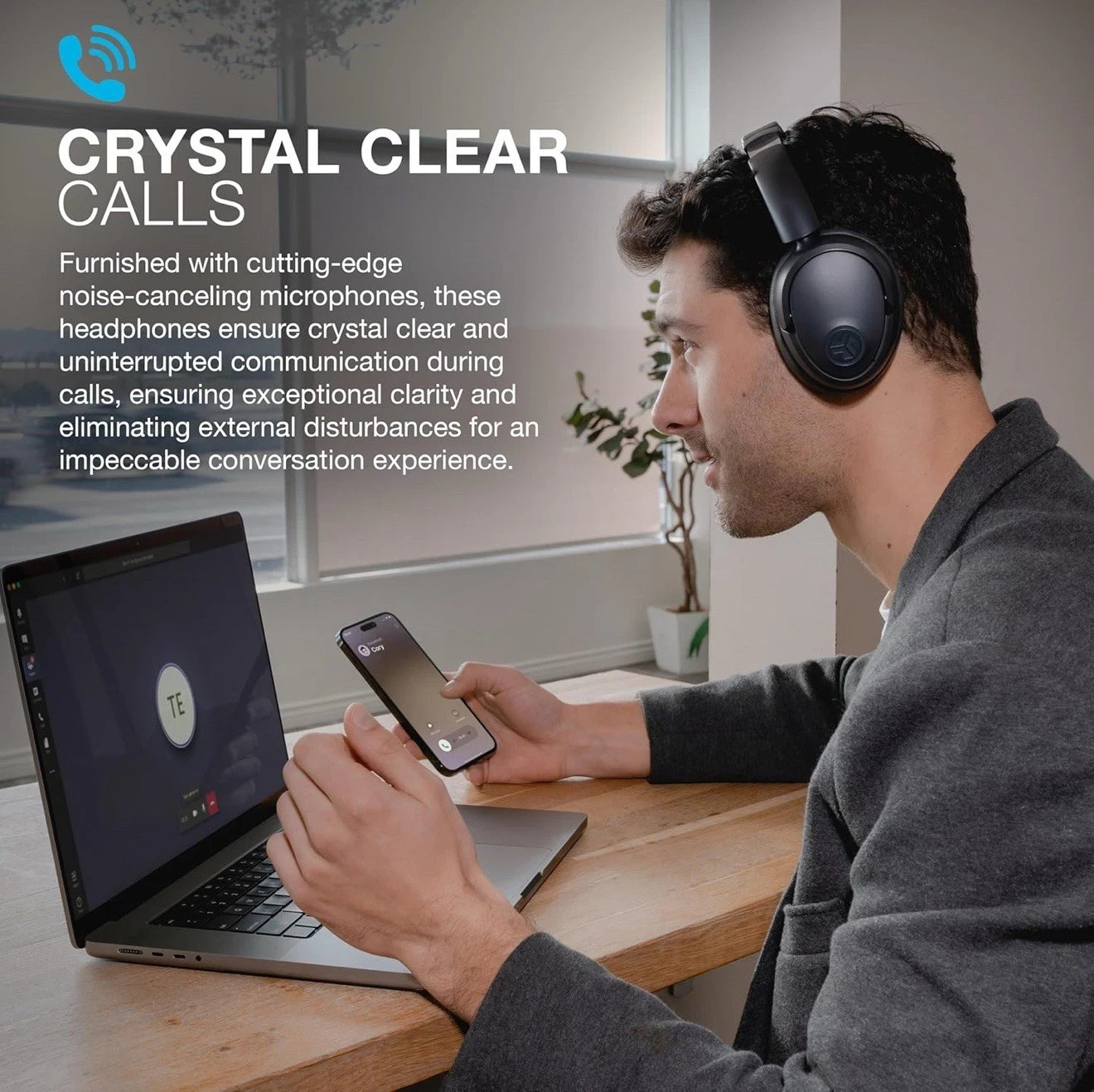 JLab JBuds Lux Active Noise Canceling Bluetooth Wireless Headphones Graphite