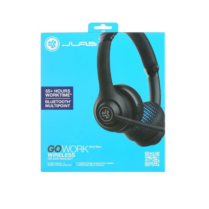🎧 JLab GO Work BLK4 – Wireless/Wired Office Headset with Boom Mic – Black
