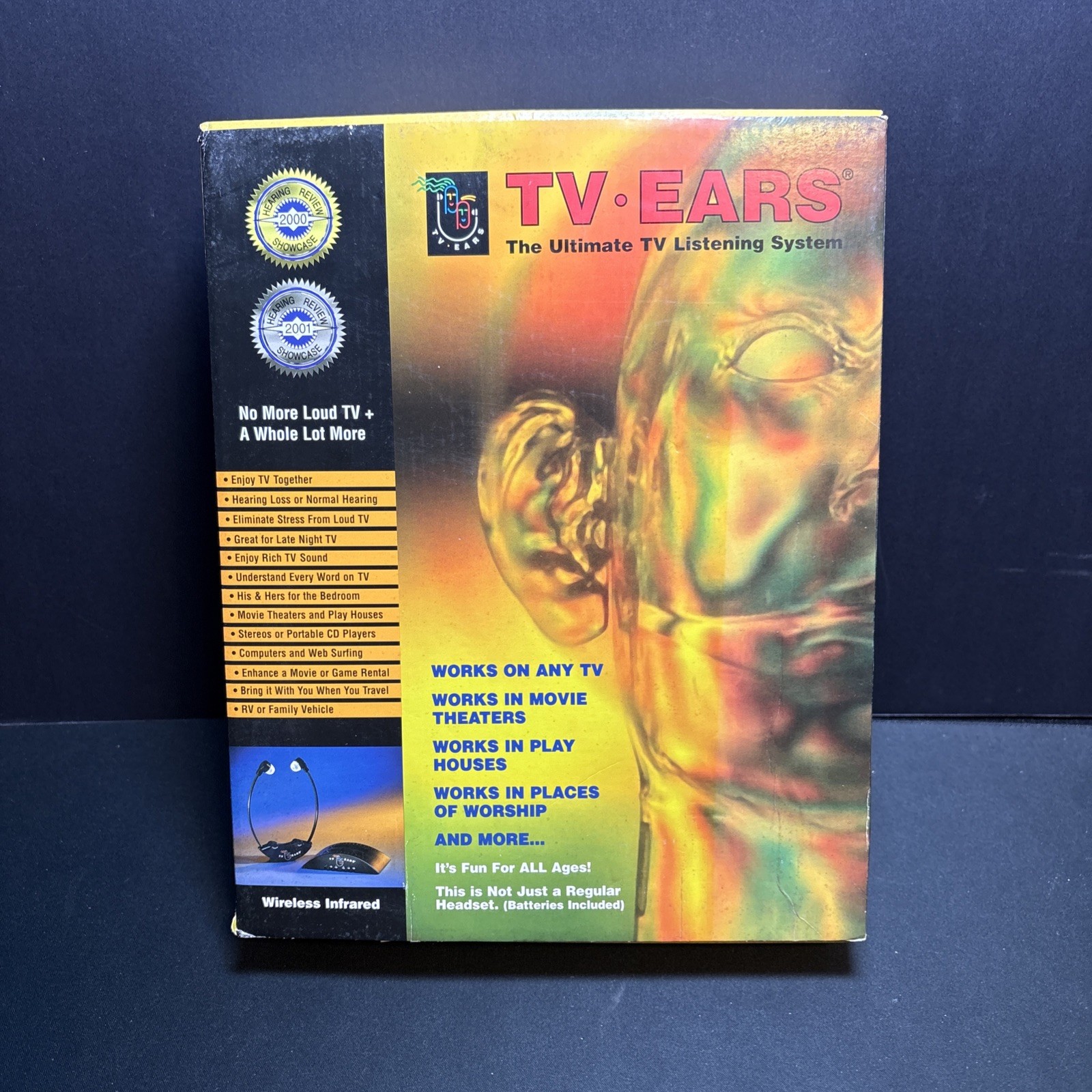 TV Ears Original Wireless Headset TV Listening Device Set 95KHz Infrared 2005