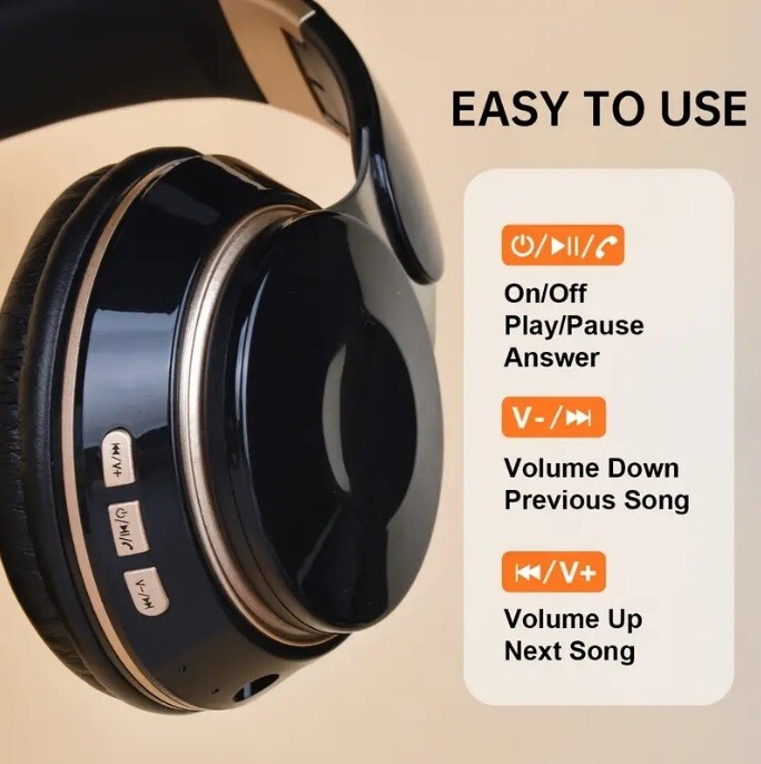 Brand New Wireless Headphones W/ Full Earmuffs, Hands-Free Calls, Music, Gaming
