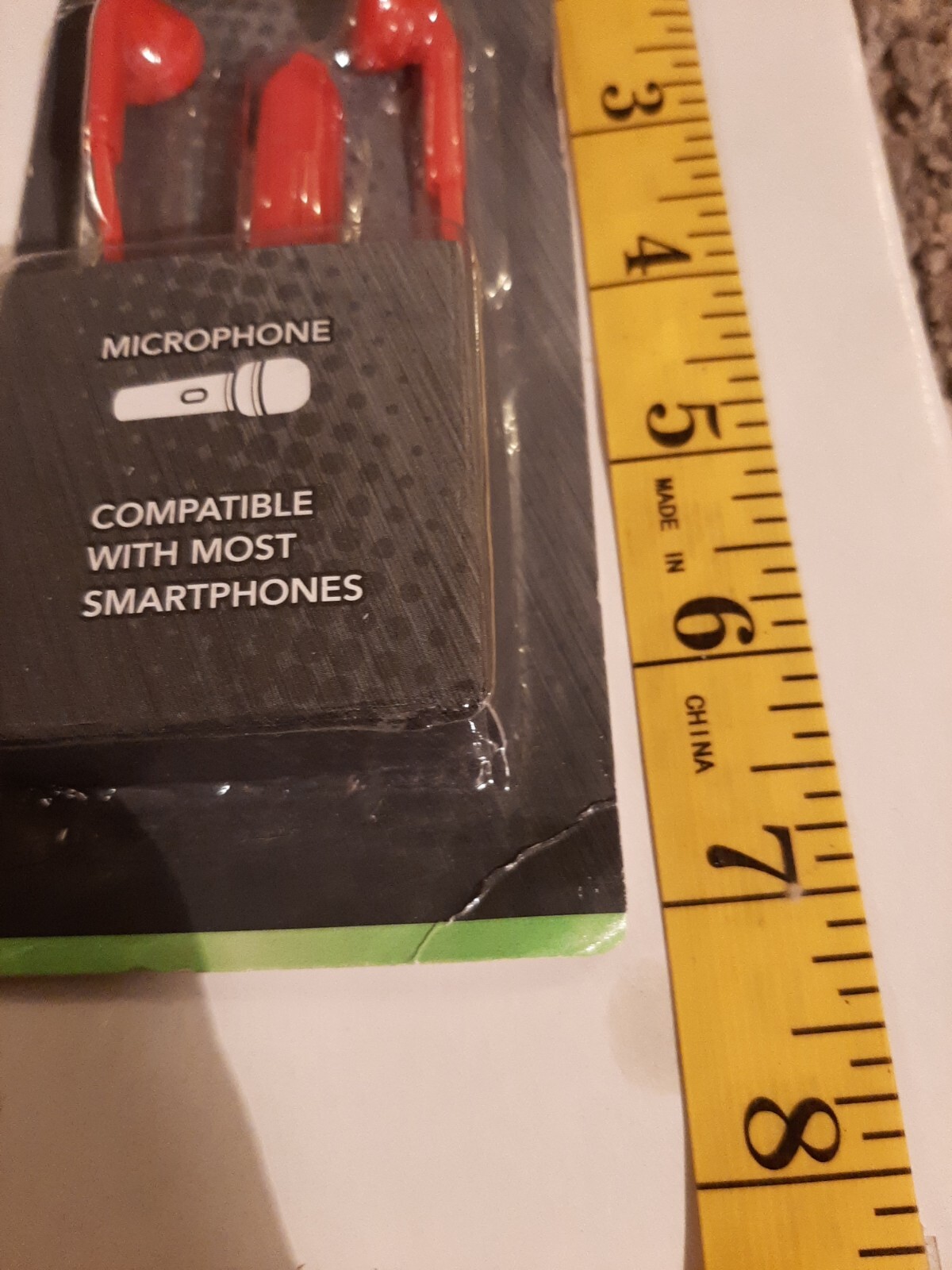 Earphones with Microphone 🎤 Handsfree Red 3.5 mm Jack 4-Ft Cord For Smartphone