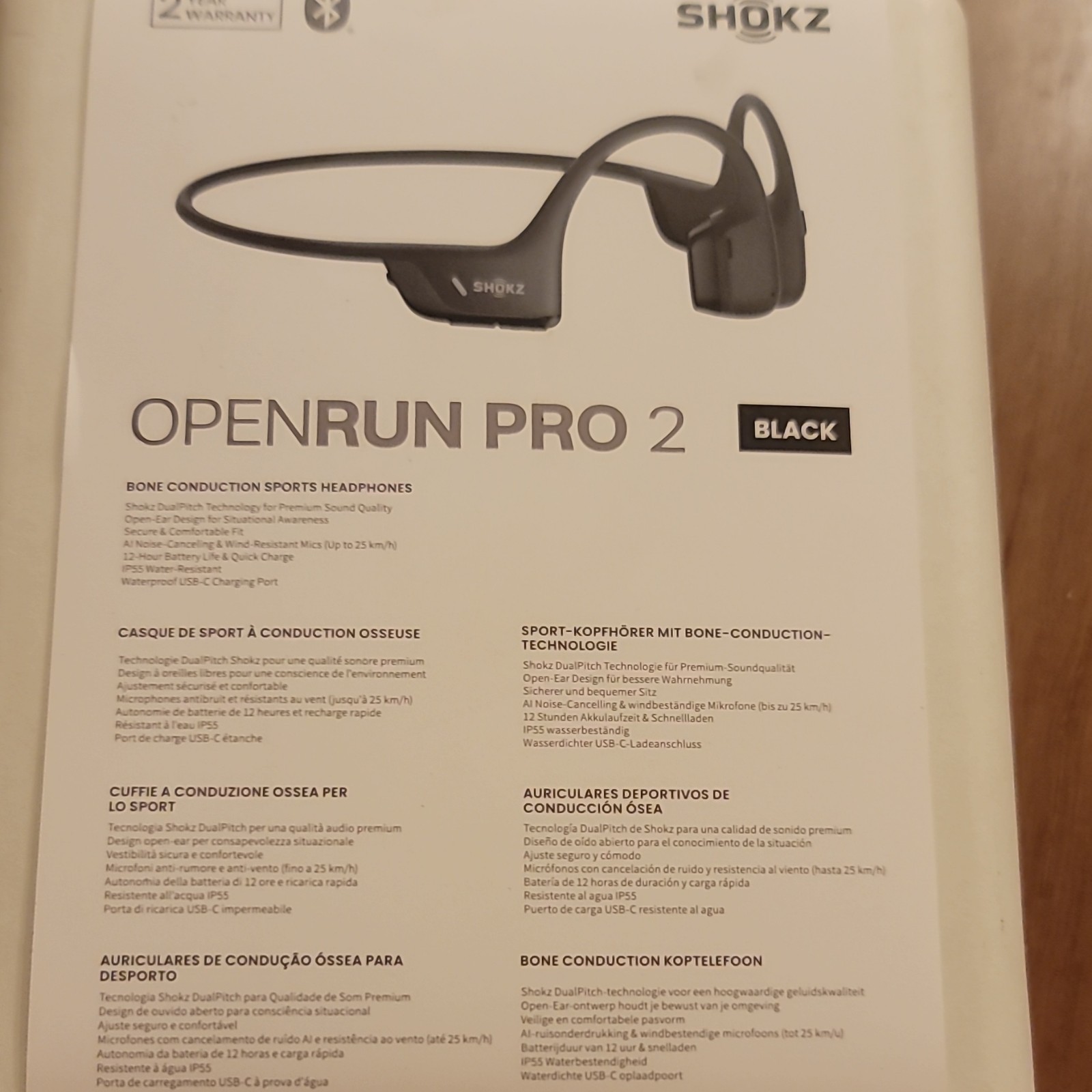 Shokz OpenRun Pro 2 Bone Conduction Wireless Bluetooth Neckband Mic Black
