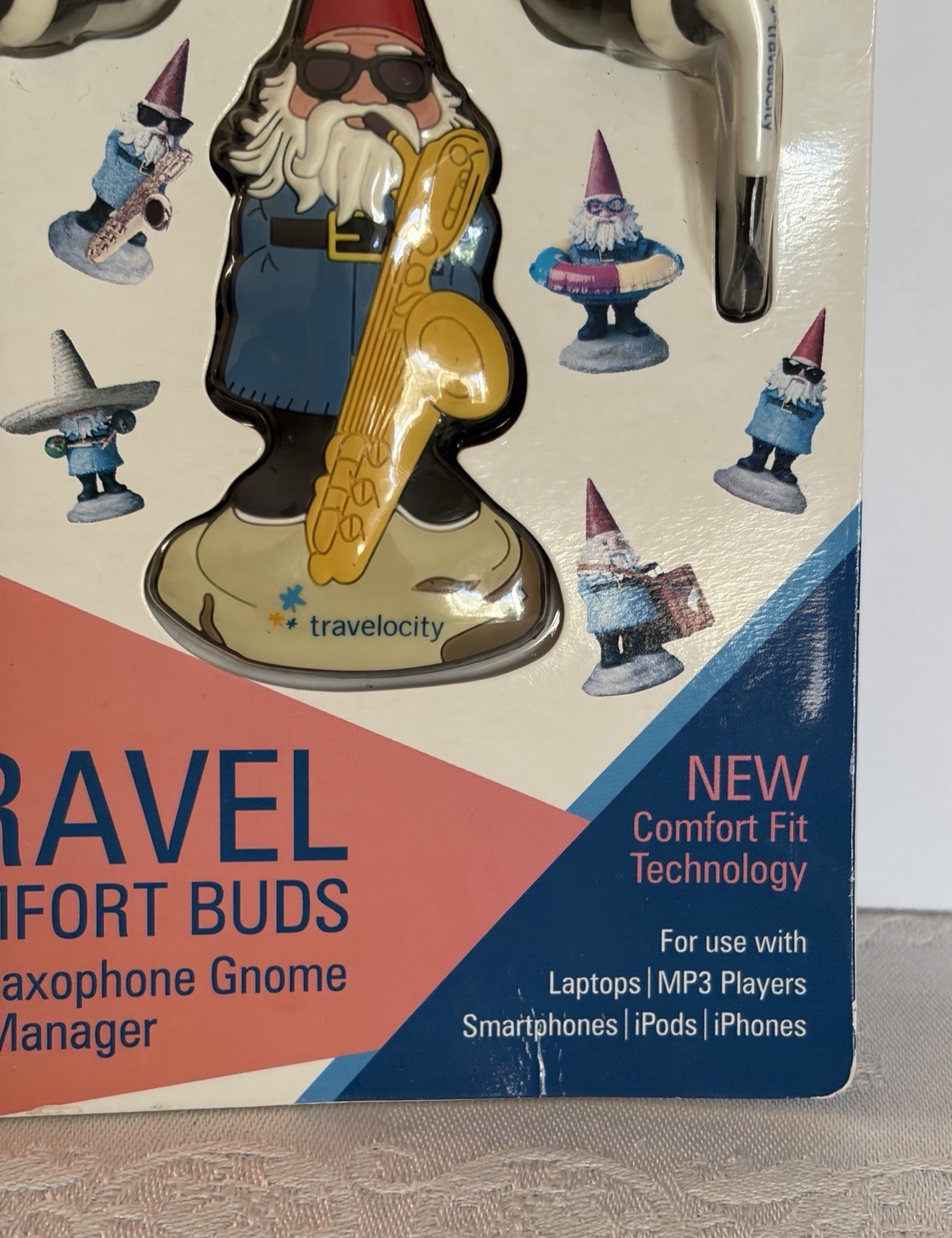 TRAVELOCITY FREE ROAMING GNOME TRAVEL COMFORT EAR BUDS & CORD MANAGER