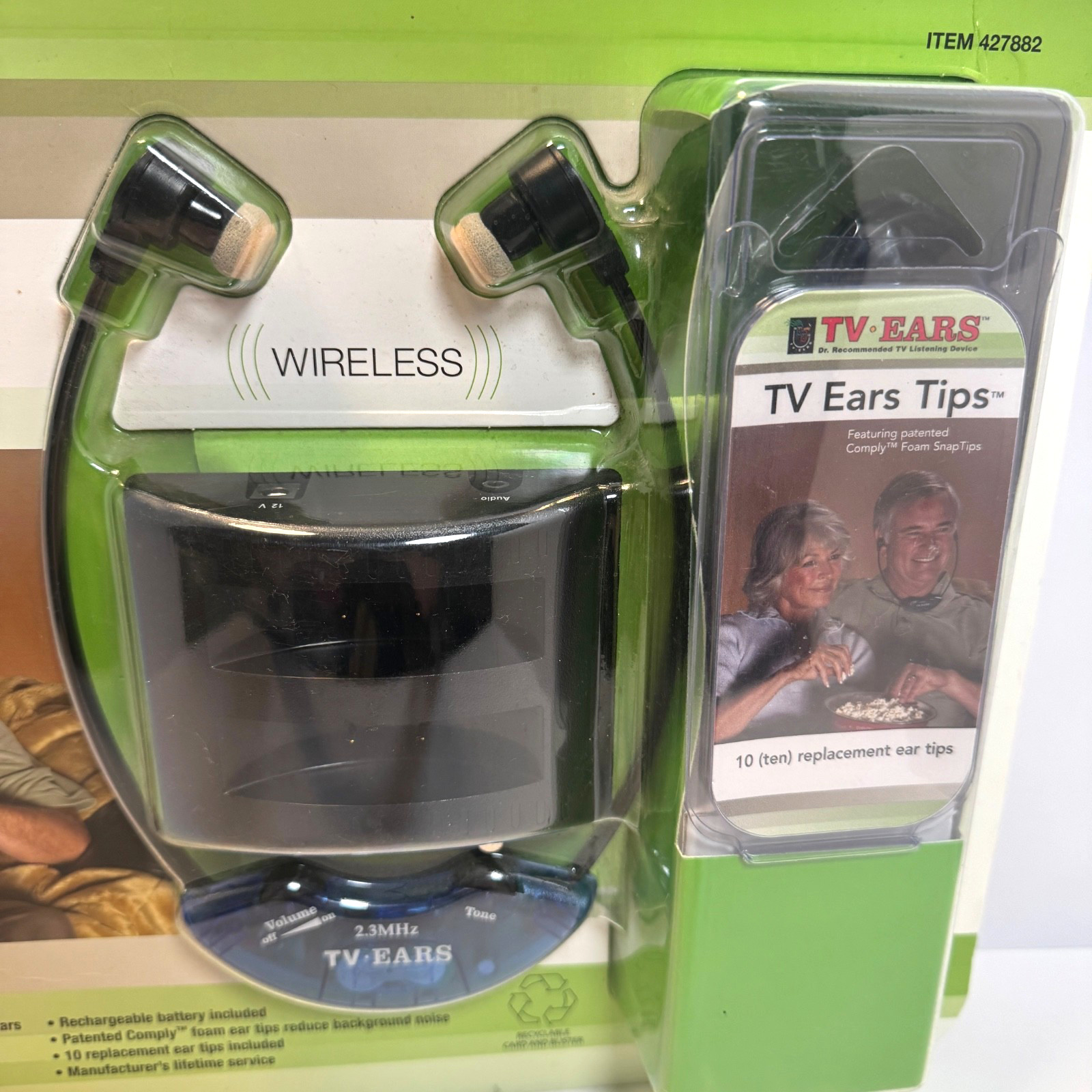 TV Ears Noise Reduction TV Headset Wireless Rechargeable Battery NEW