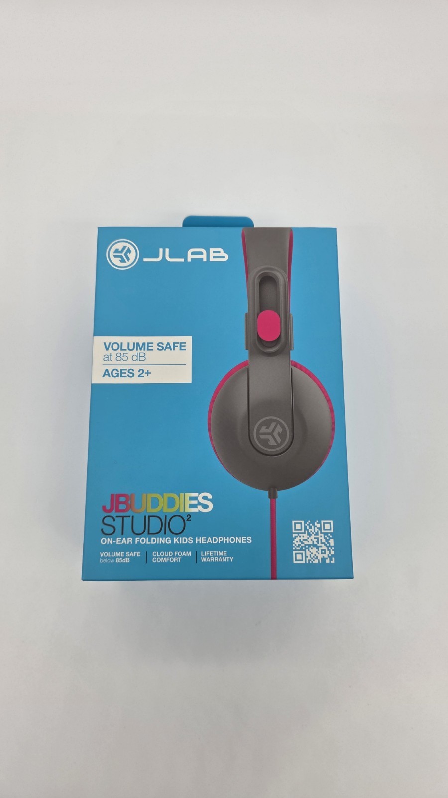 JLab 2pk JBuddies Studio2 Gray & Pink Kids On-Ear Headphones Volume-Limited 85dB