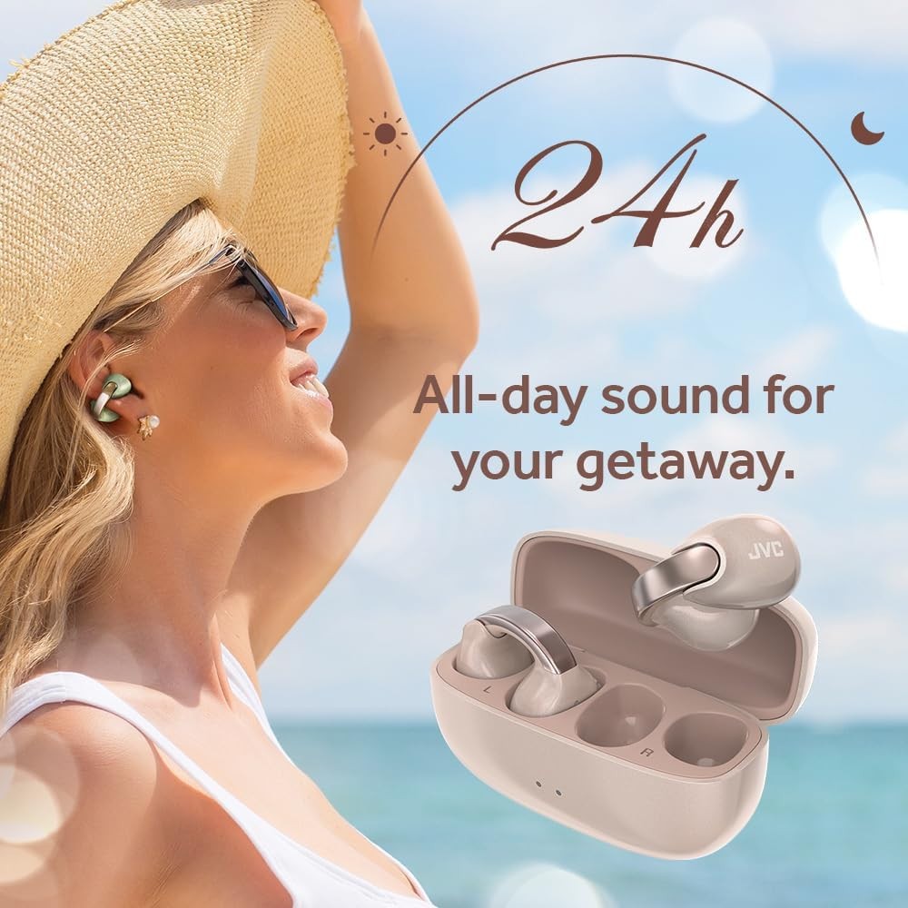 JVC Nearphones Pearl Edition, Earcuff True Wireless, Comfy Fit, Sand Peach