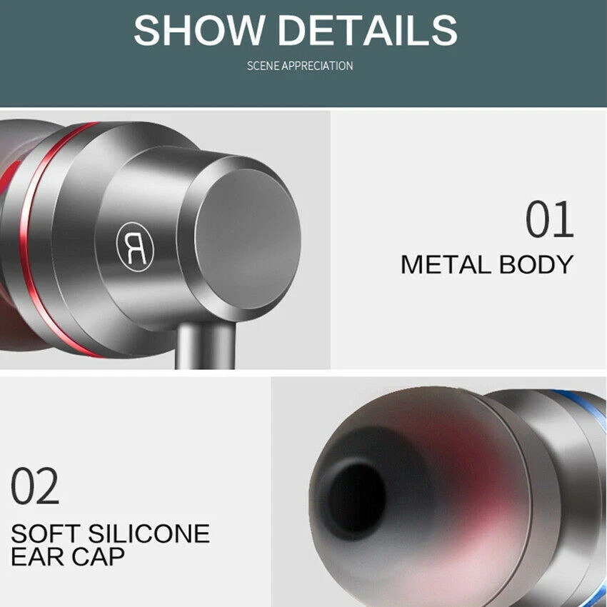 USB-C HIFI Bass Stereo Wired Earbuds Headset In-Ear Earphone Headphone MIC