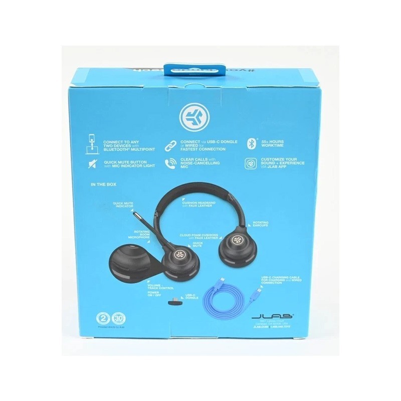 🎧 JLab GO Work BLK4 – Wireless/Wired Office Headset with Boom Mic – Black