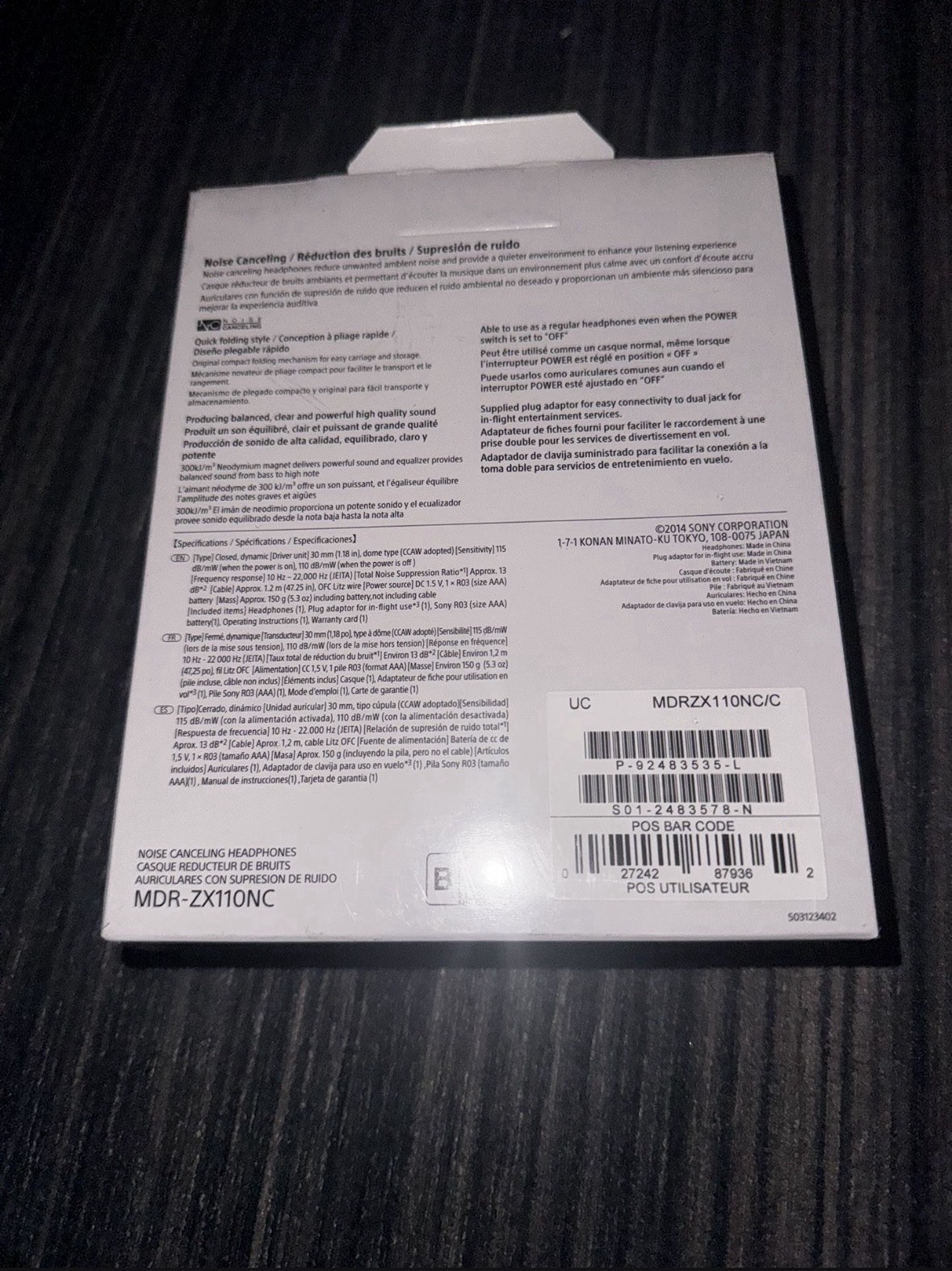 Sony MDRZX110NC Noise Cancelling Headphones – Black