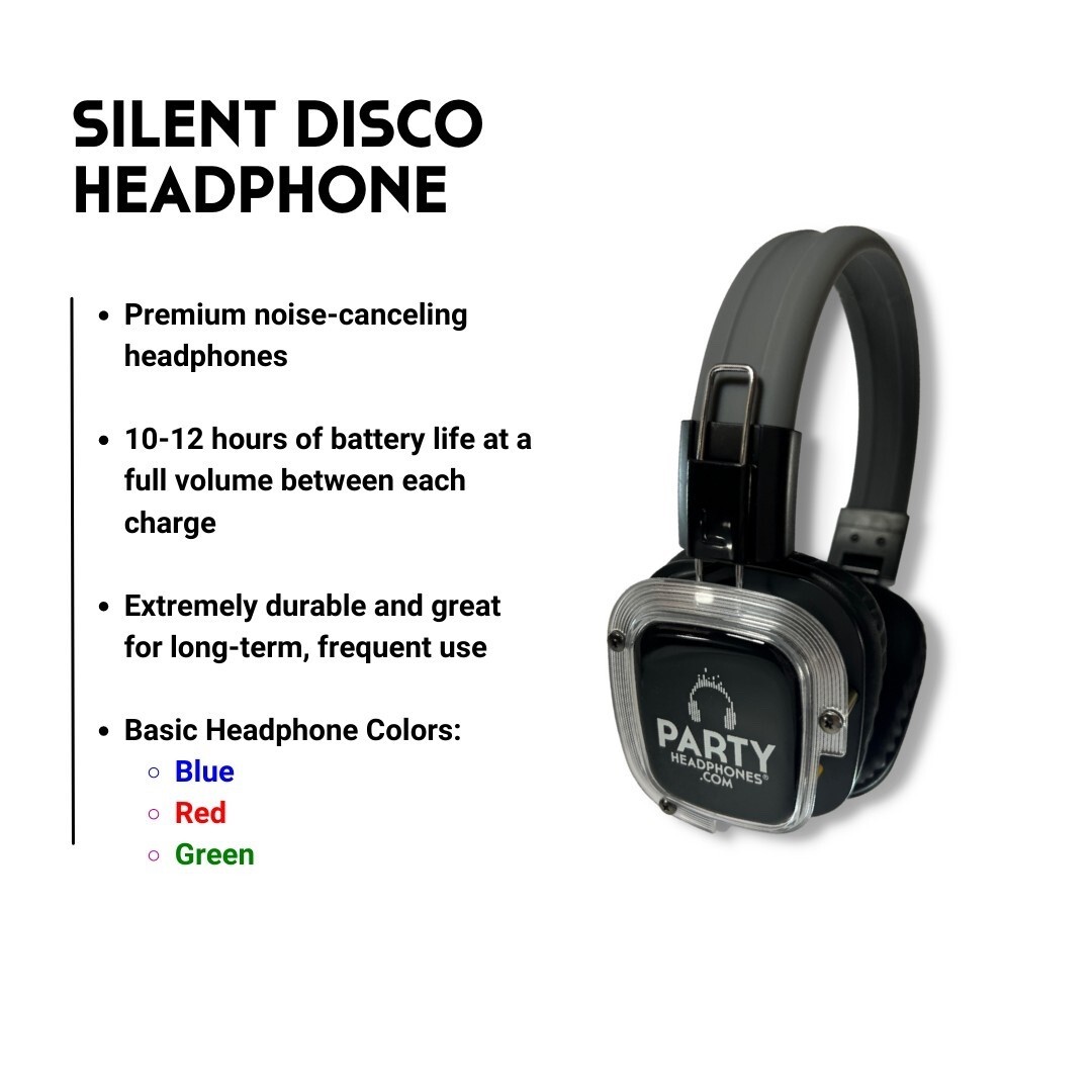 Party Headphones Silent Disco Headphones | Wireless RF | 12 Hour Battery