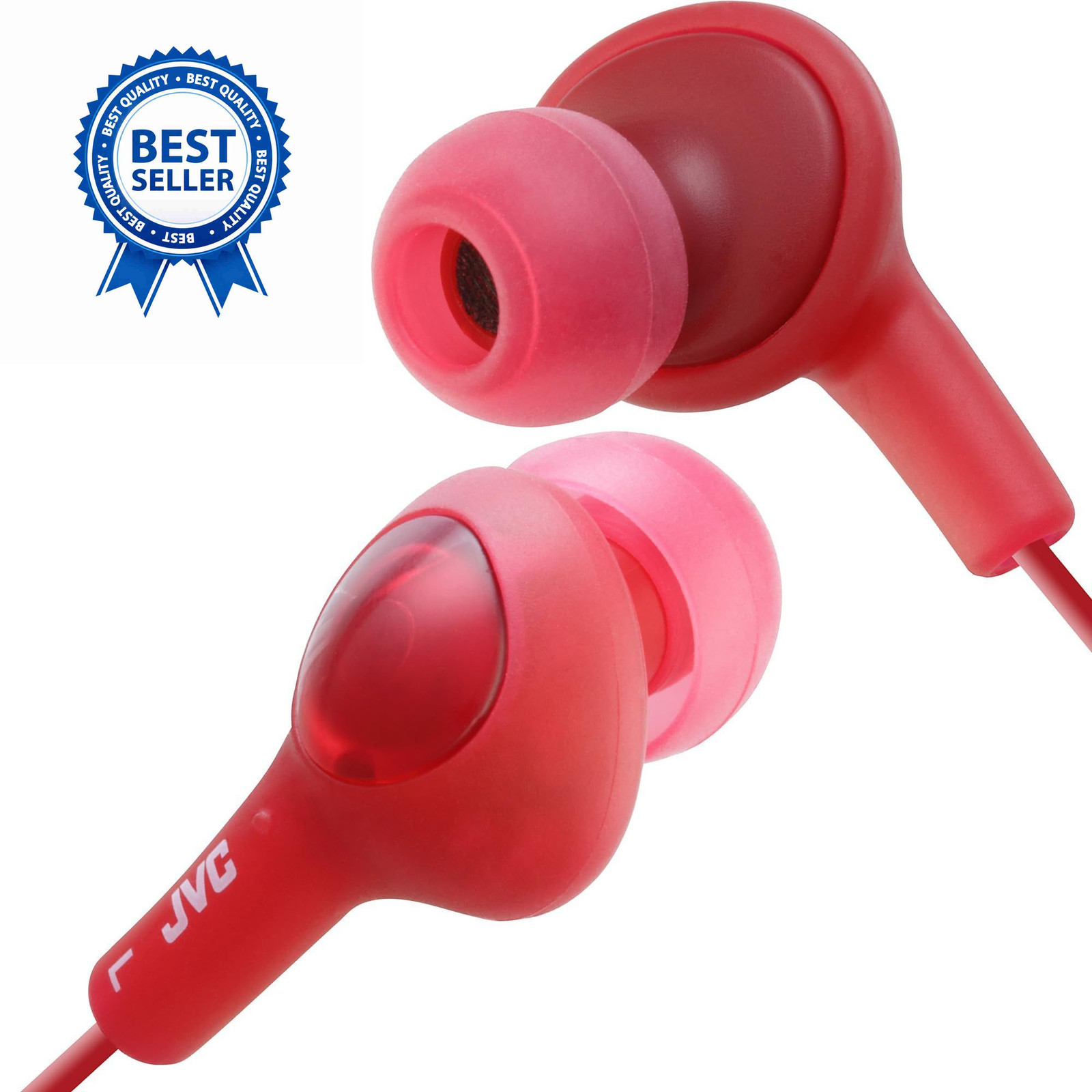 JVC HAFX5R Gumy Plus Inner Ear Headphones (Red) One Size, Raspberry Red