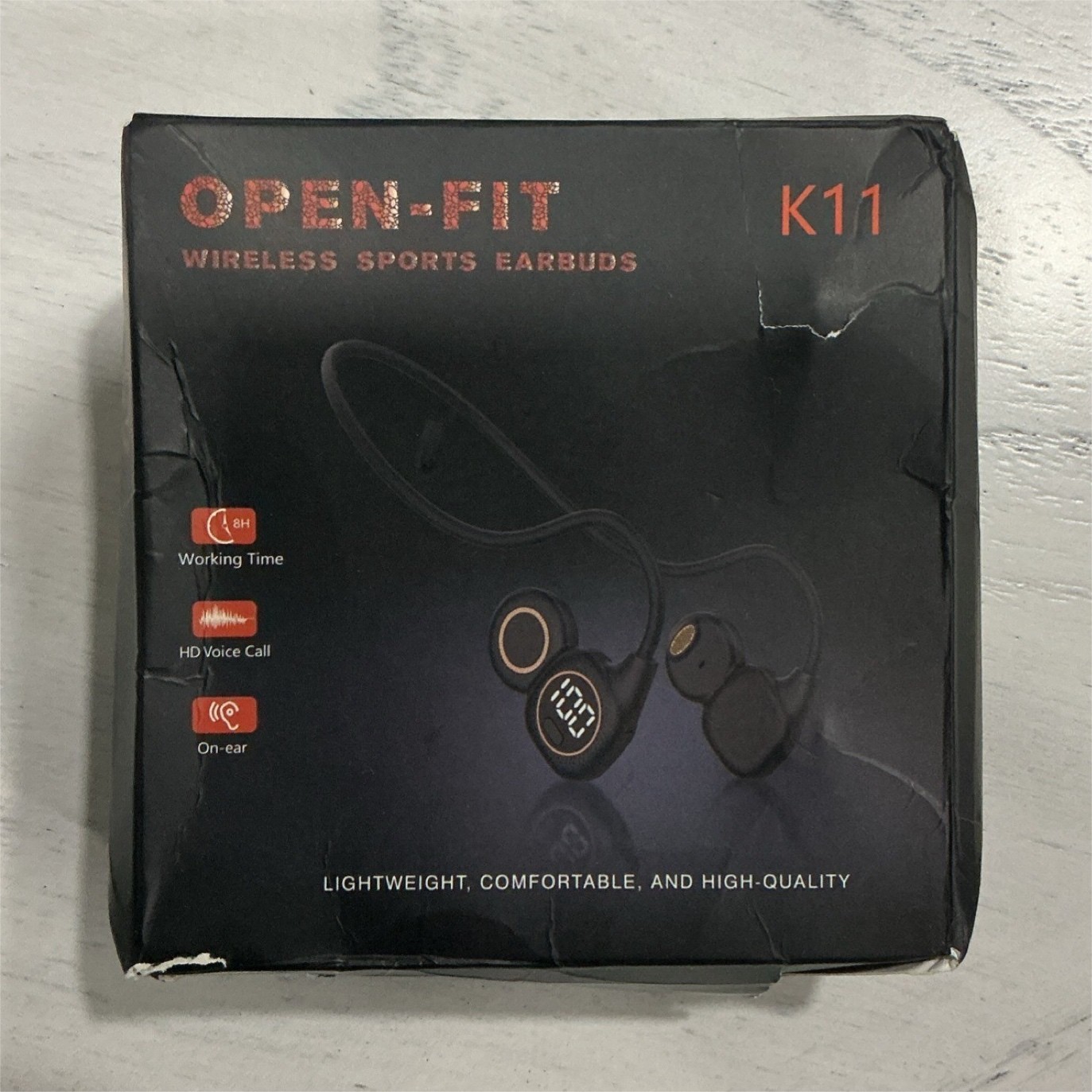OPEN-FIT K11 Wireless Bluetooth Earbuds, HD Voice Call, Built-In Mic, Orange
