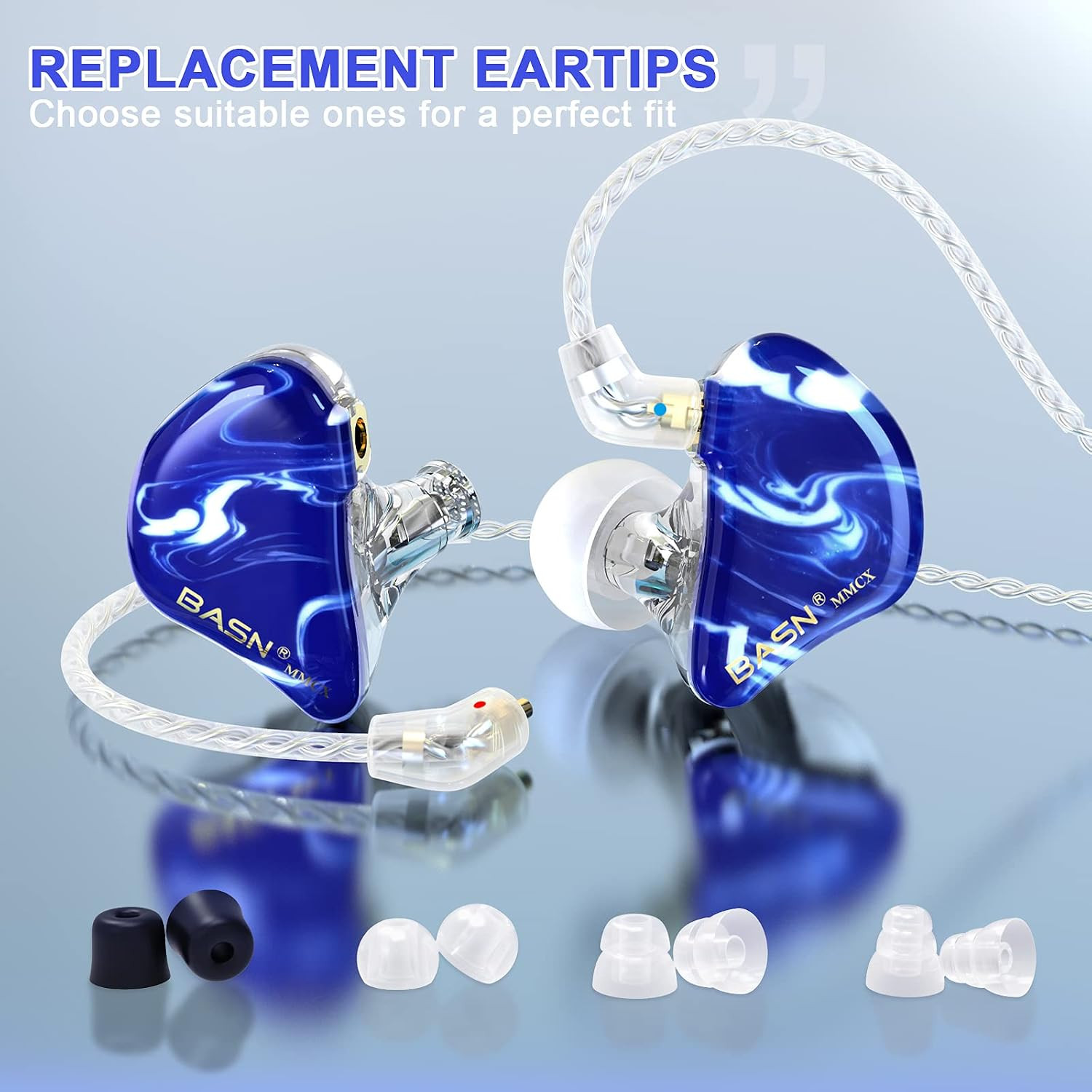 BASN MMCX in Ear Monitor Headphones for Musicians, Professional Triple Driver Ea