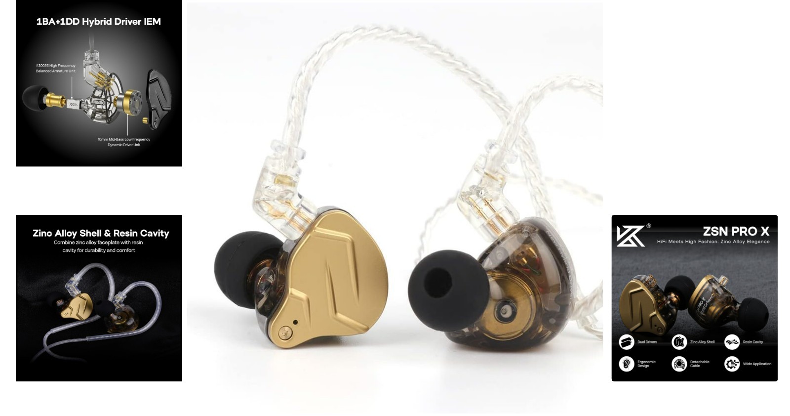 Elegant KZ ZSN PRO X Dual Driver Earphones – Detachable Cable, Zinc Alloy Finish