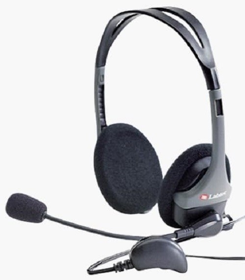 Labtec C-324 Stereo Headset/Boom Microphone Earphones Headphones Very Good 2E
