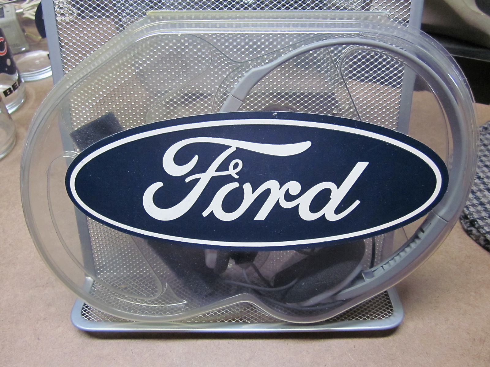 FORD MOTOR stereo headphones vtg Detroit Motor Company hi-fi auto-maker ear-cups