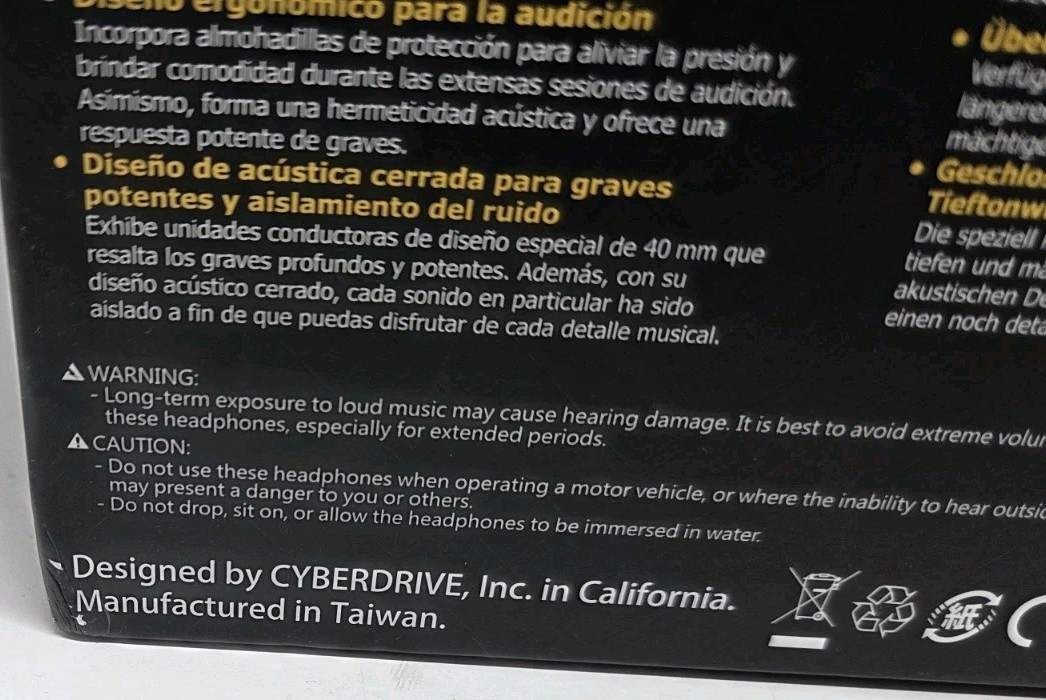 Cyberdrive Hi-Res Hybrid Dual Driver Over-Ear Headphones Blue Open Box Complete
