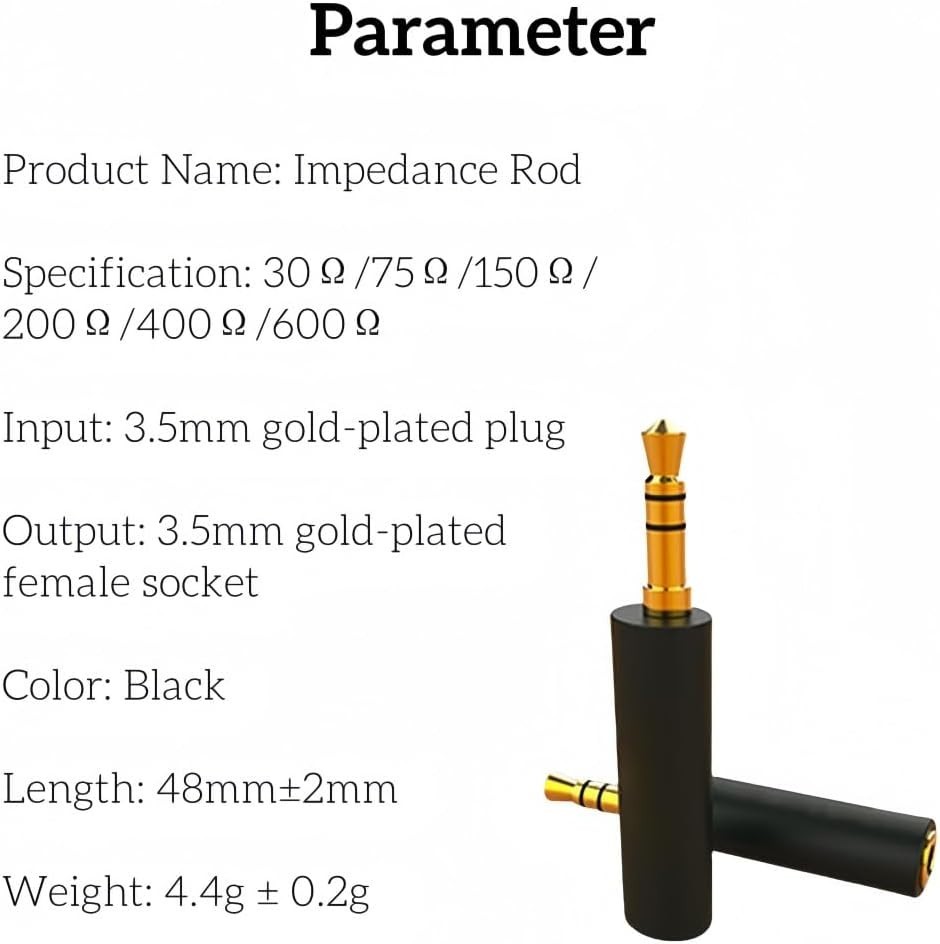 3.5mm Gold-Plated Impedance Adapter – Enhance Sound Clarity 30/600 Ohm