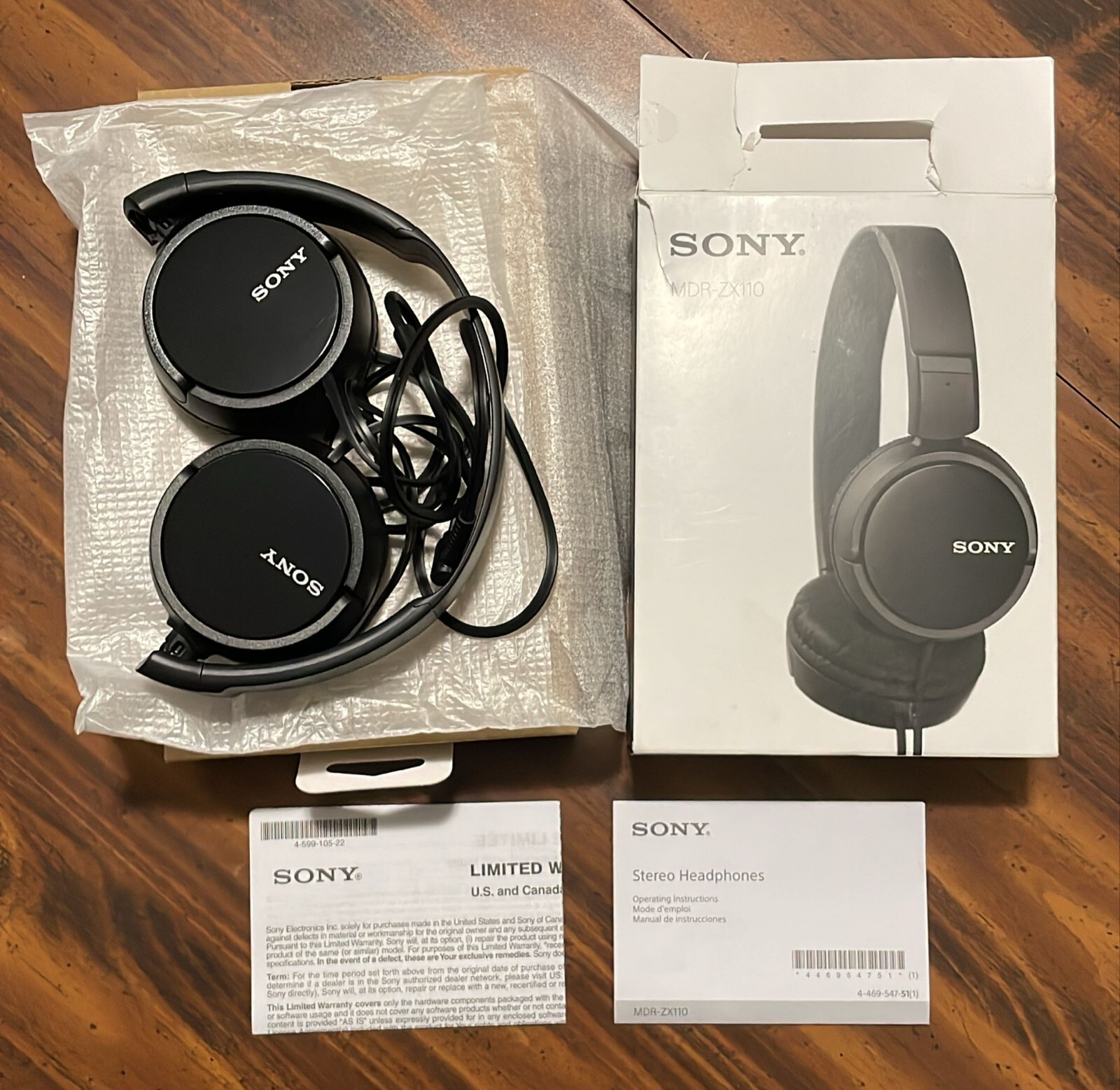 Sony MDR-ZX110 ZX Series Wired On Ear Headphones – Black, New Open-Box