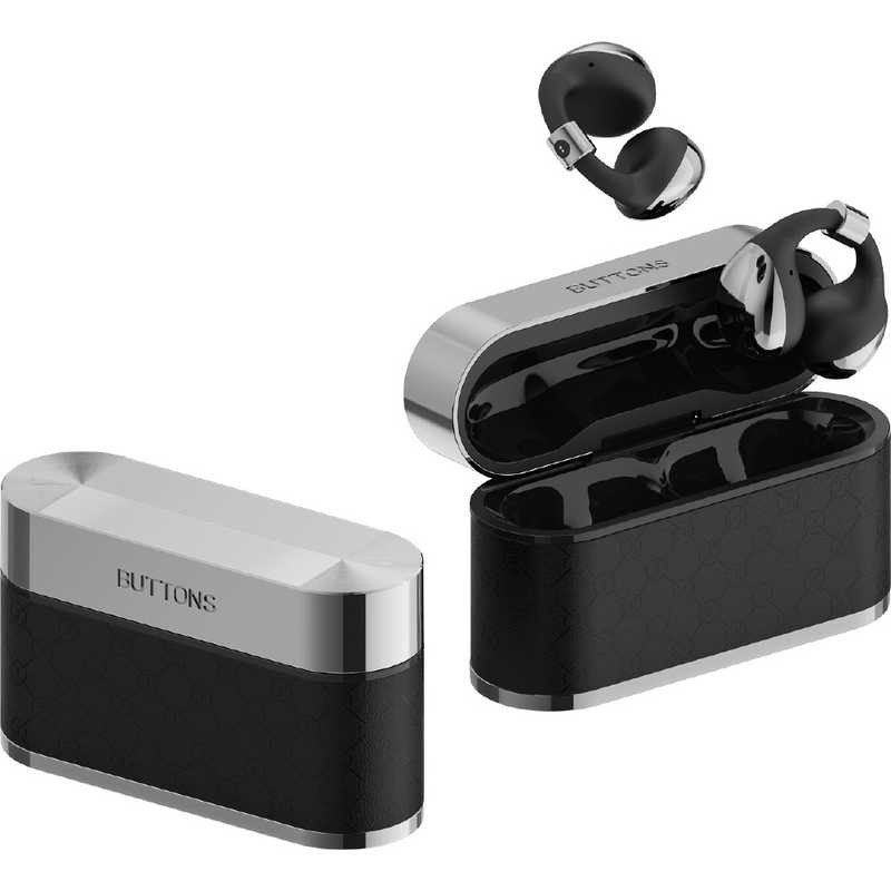 BUTTONS Clip Wireless Earphones Silver Black Ear Clip Style Bluetooth Audio F/J