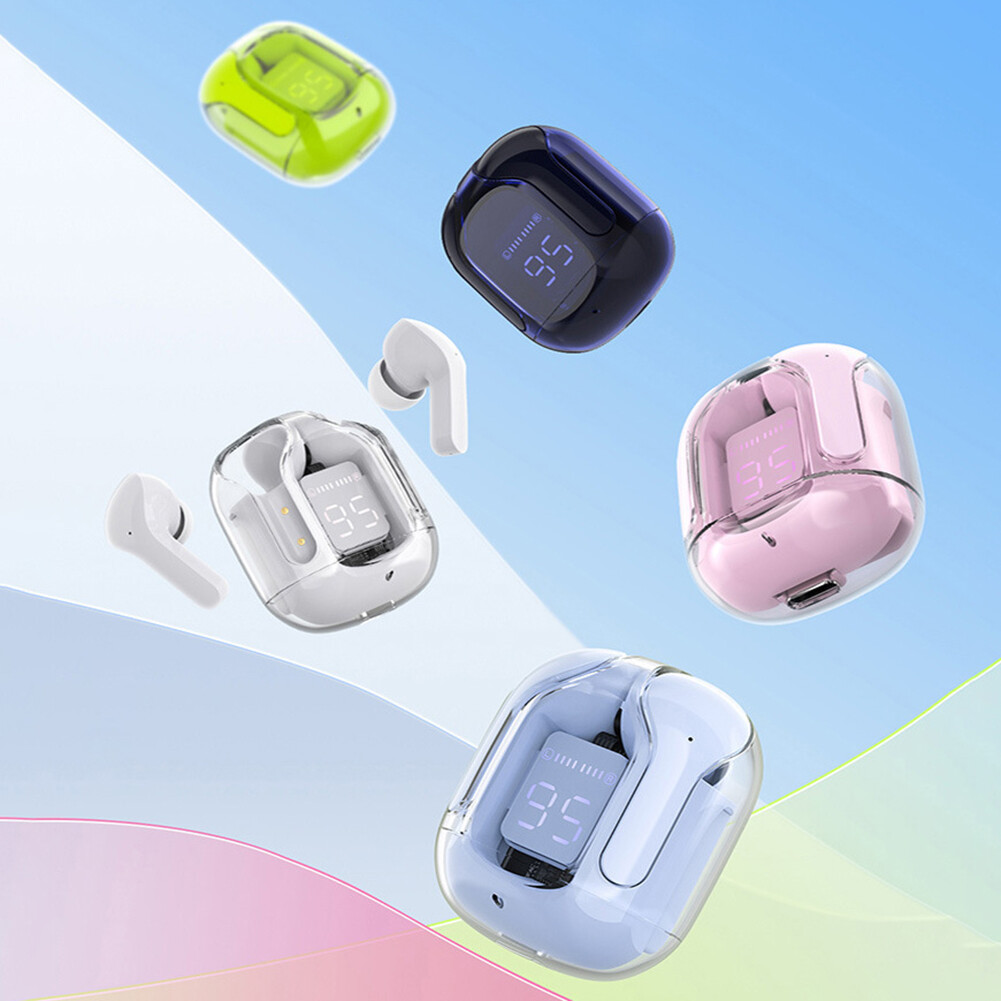 TWS Transparent Earphones LED Digital Display Wireless Bluetooth Stereo Earbuds