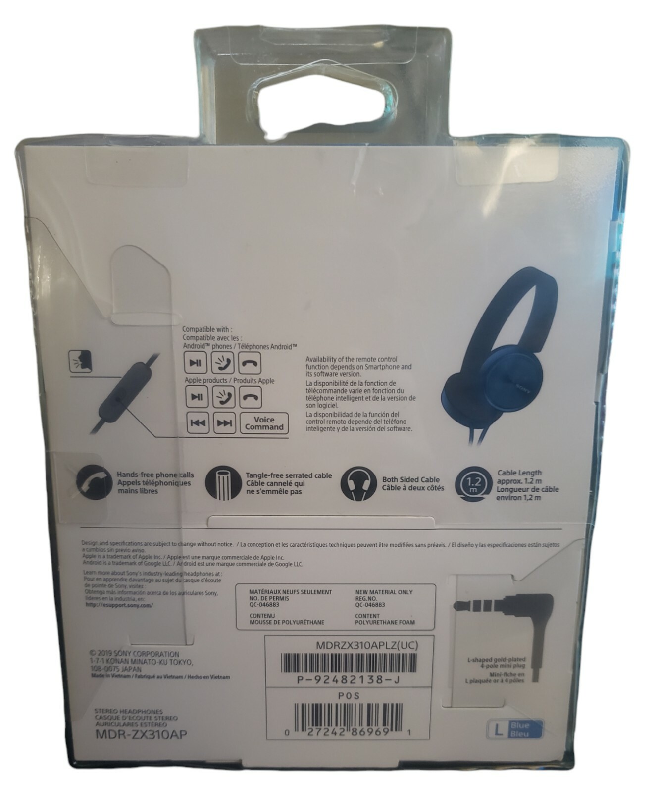 Sony GENUINE Headphones MDR-ZX310AP With Mic and Volume *NEW*