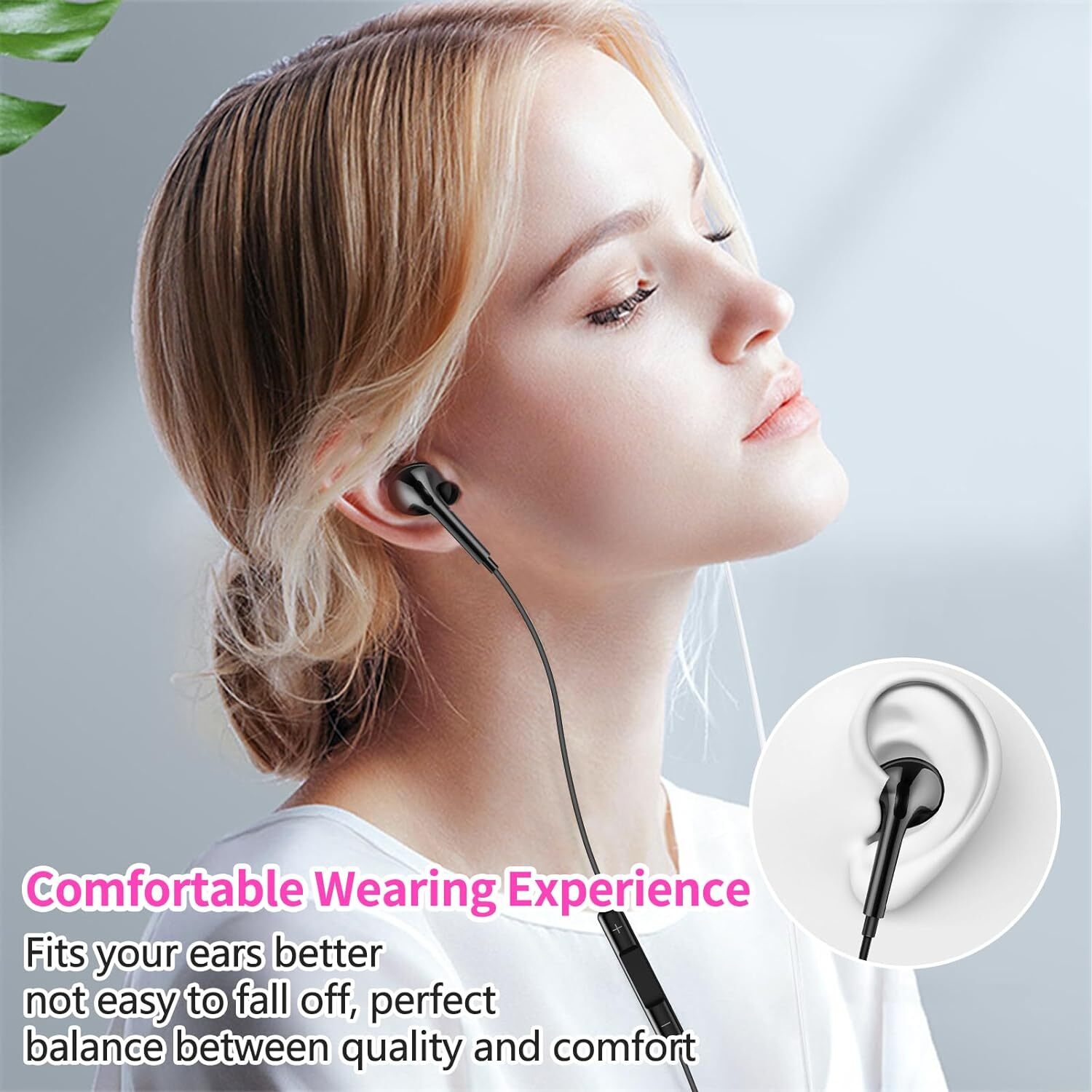 2 Pack In-Ear Headphones USB-C Earbuds for iPhone 15 Pro Max /Galaxy S24 S23 S22