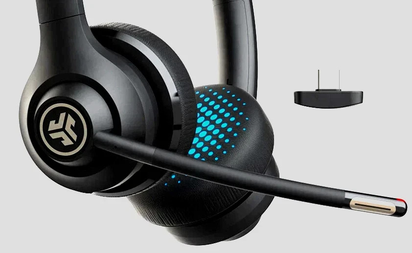 JLab GO Work – Wireless/Wired Office Headset with Boom Mic – Black Open box