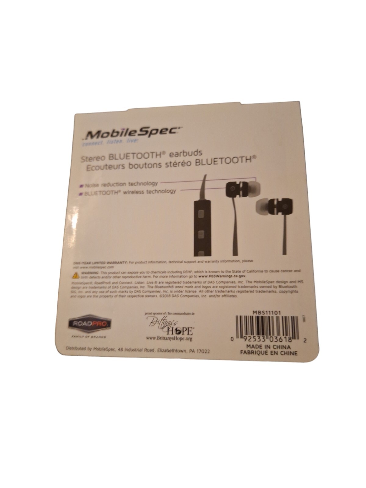 Mobilespec 2021 MBS10121 Stereo Bluetooth Noise Reduction Wireless Earbuds Black