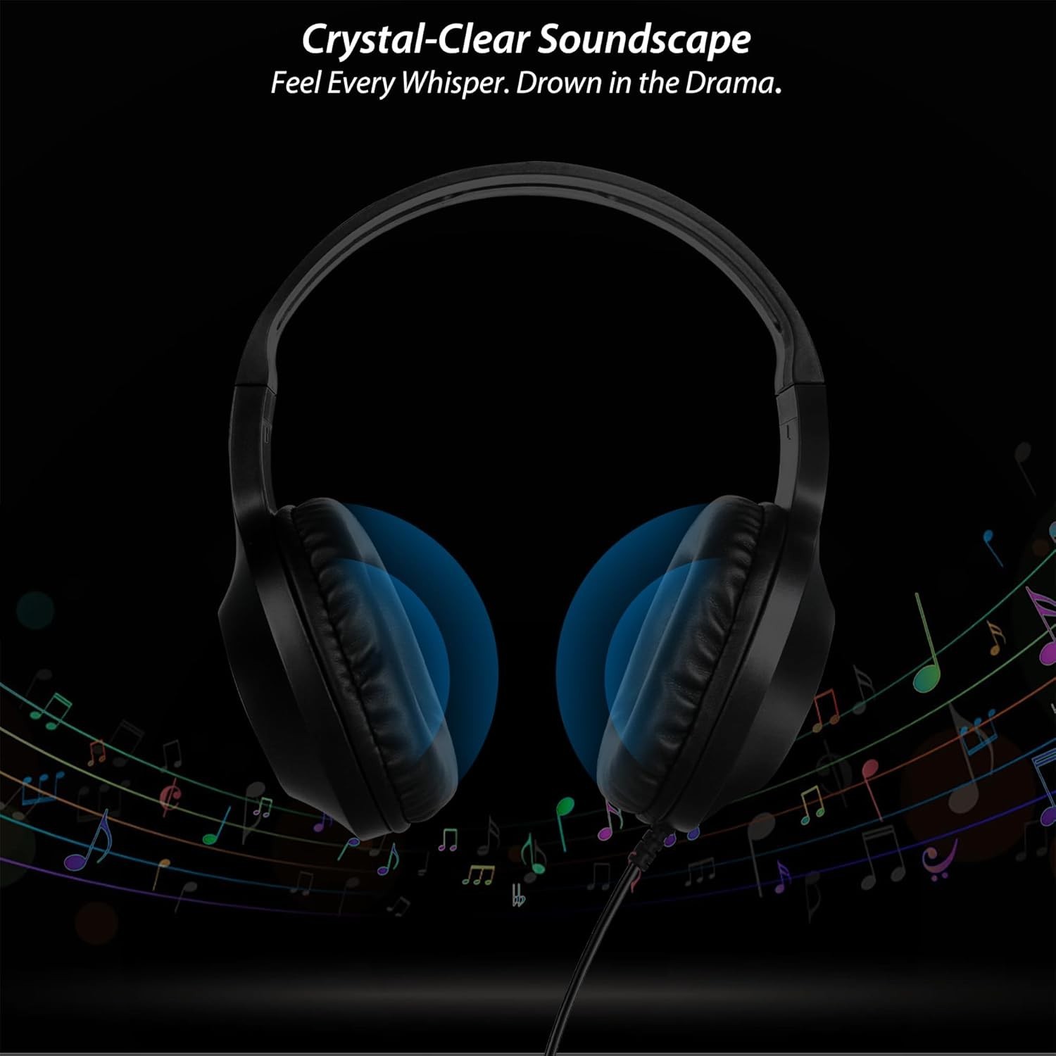 20Ft Long Wired TV Headphones Over Ear Sound Isolation Volume Control