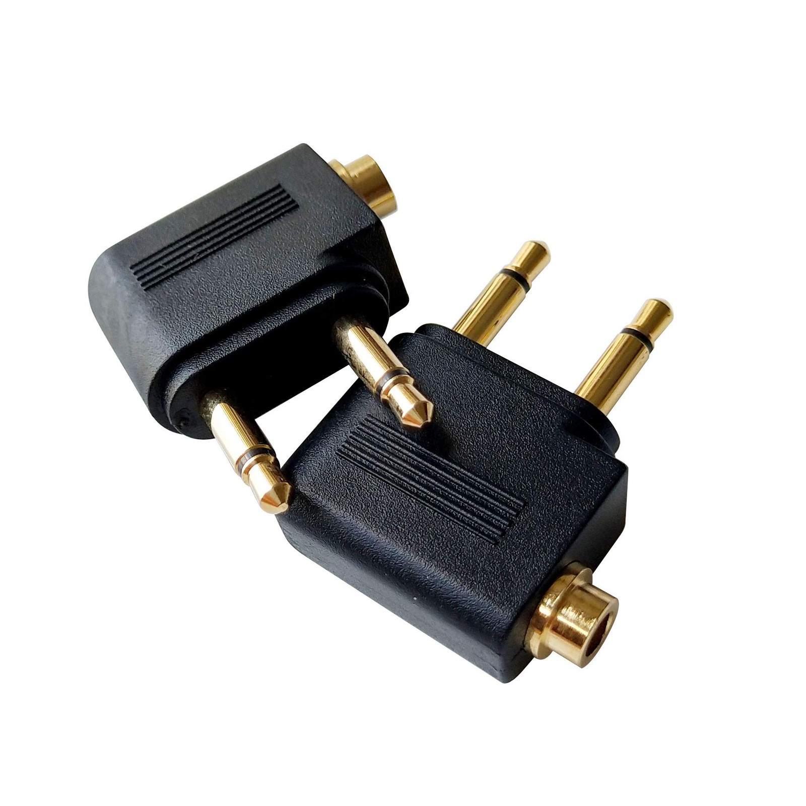 Posdou Dual 3.5mm Male to 3.5mm Female Airplane Headphone Adapter Gold Plated (2