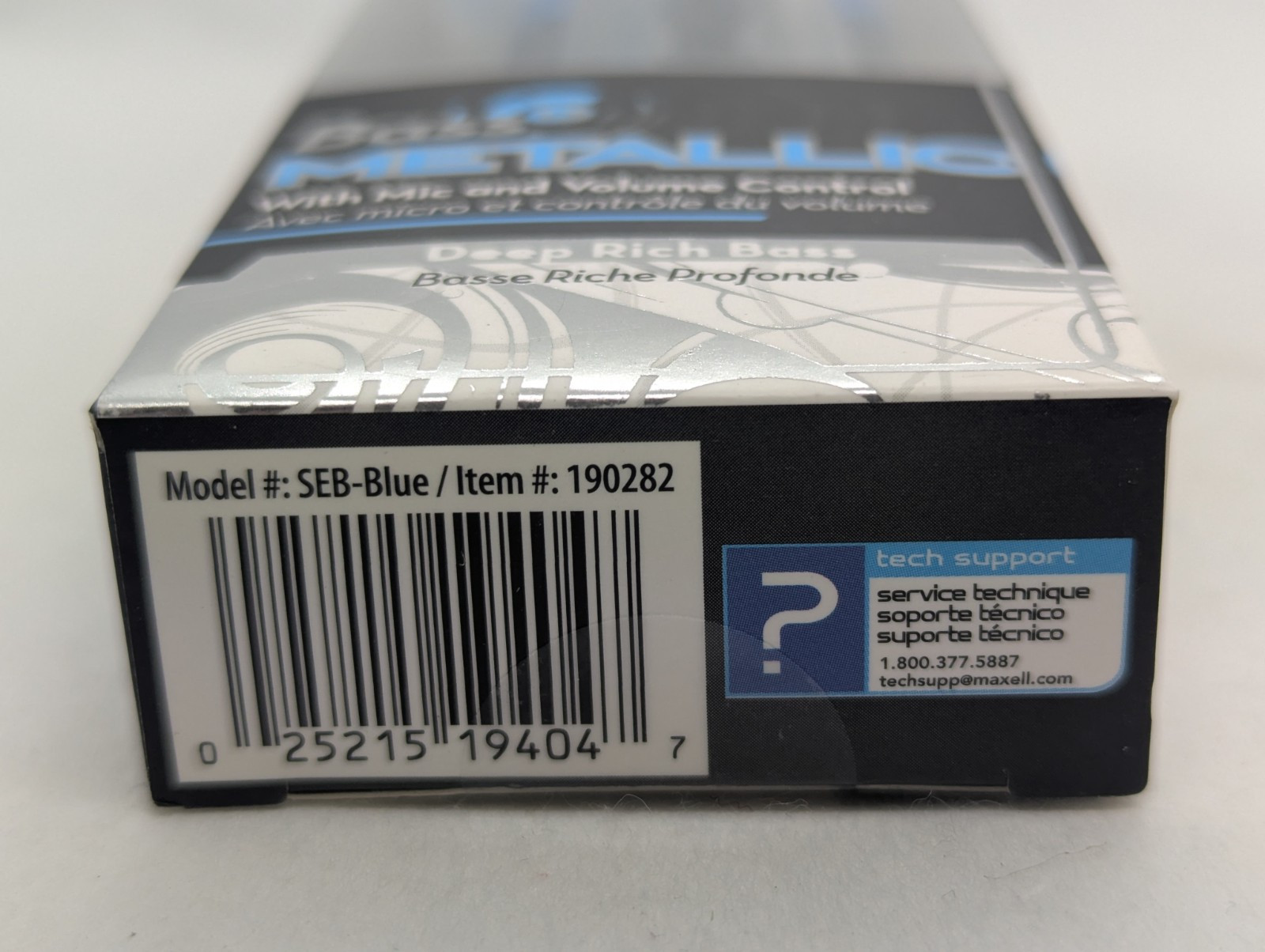 Maxell Bass 13 Metallic Earbuds with Mic & Volume Control Blue Deep Rich Bass