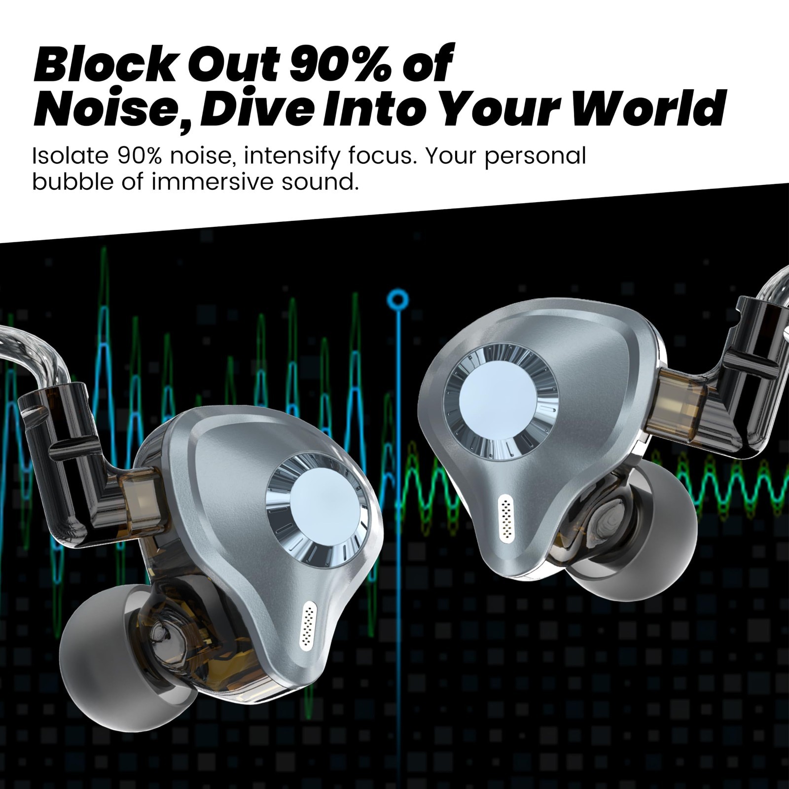 HiFi In-Ear Monitor Headphones, Wired Earbuds with Deep Bass, Sound Isolation, U