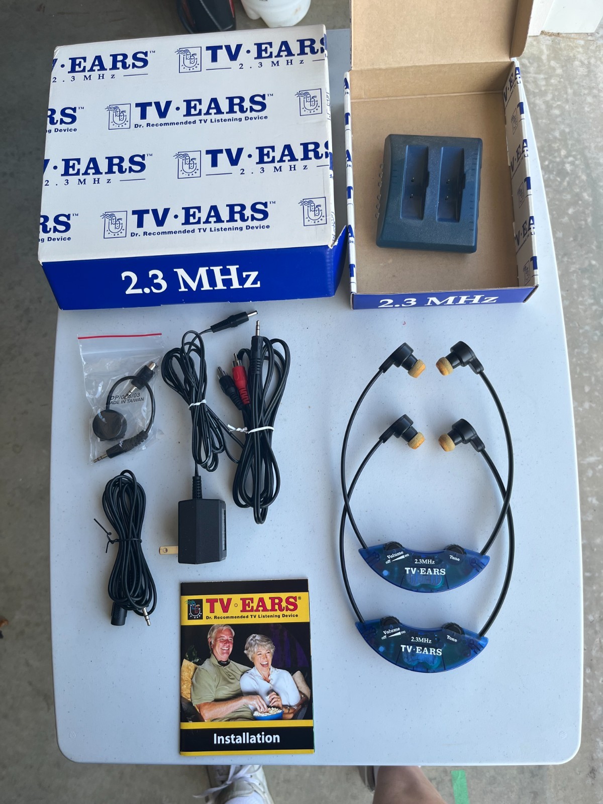 TV Ears 2.3MHz Headphones w/ Charging Base Unit for Headphone System