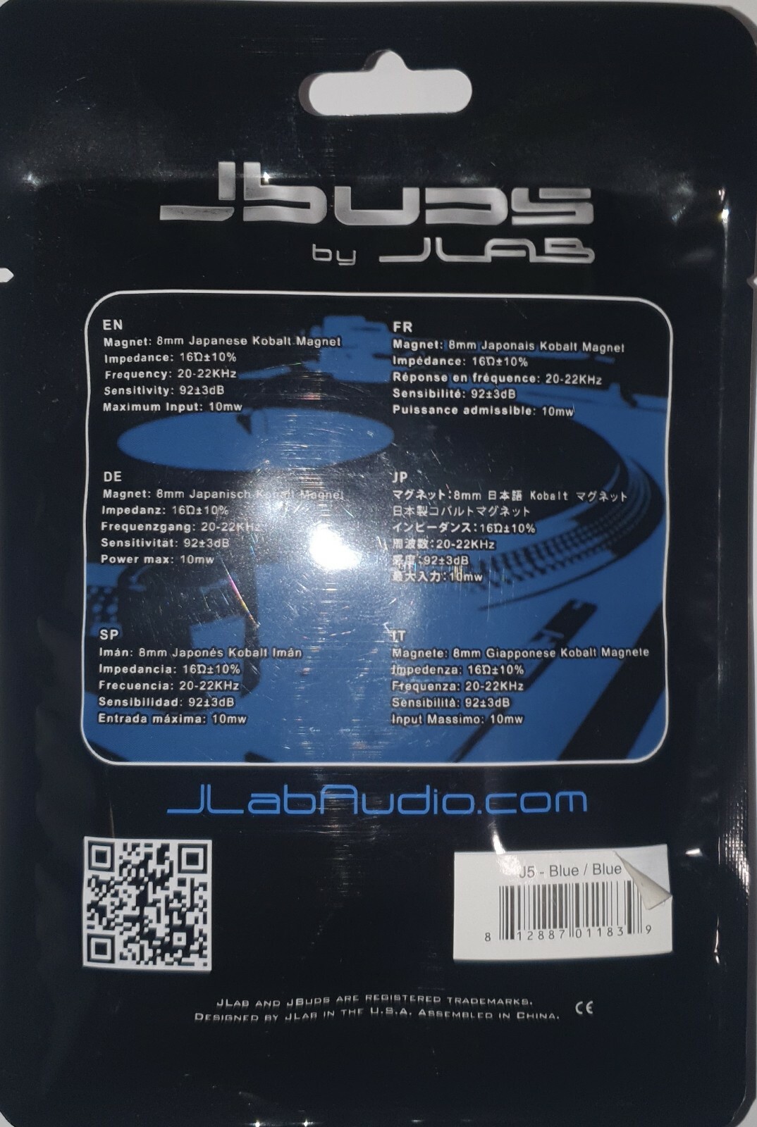 Jbuds by JLab Hi-Fi Noise Reducing Earbuds J5 Blue