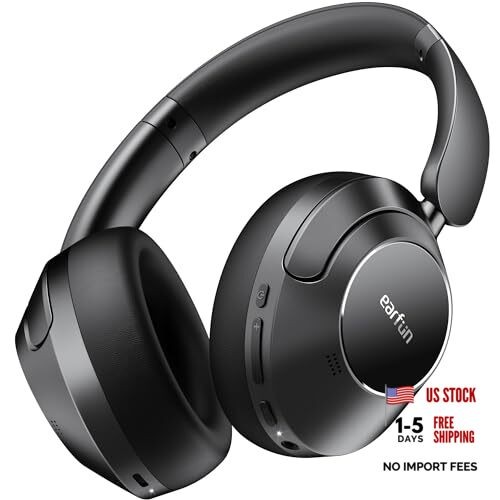 Wave Pro Active Noise Canceling Headphones, Wireless Over Ear Bluetooth Black