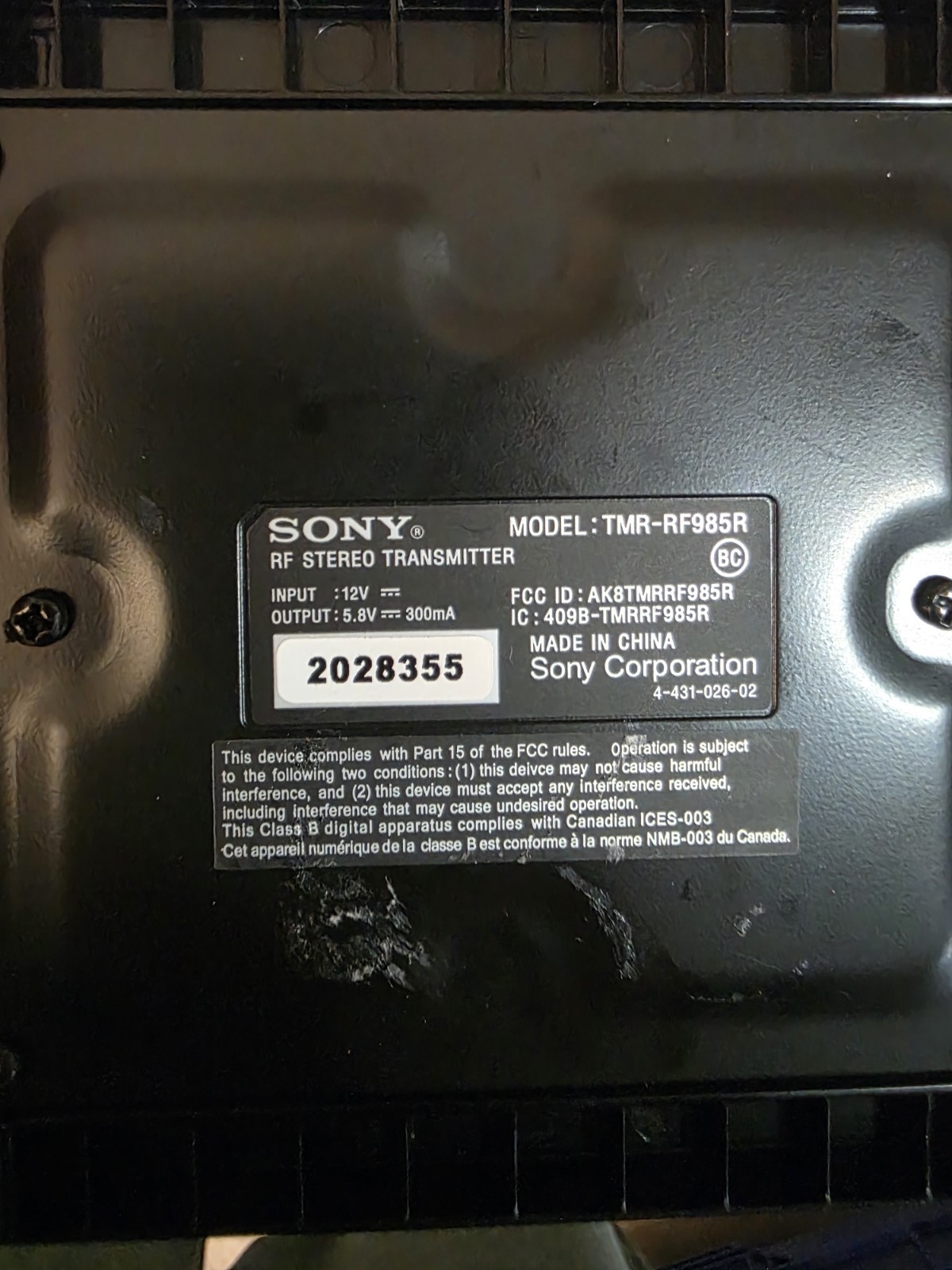 Sony tmr-rf985r Rf400 Charging Station Dock Only