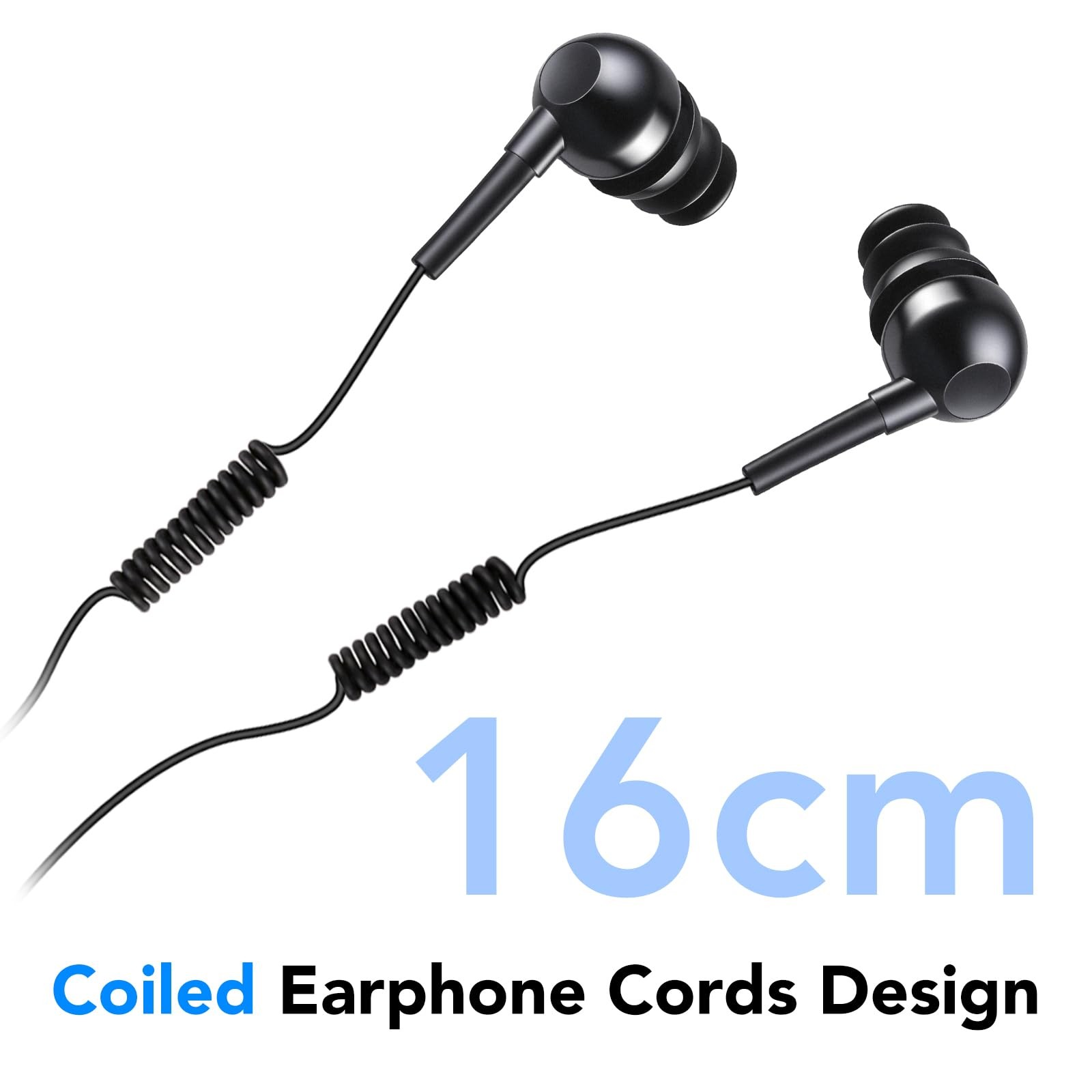 AGPTEK IPX8 Waterproof in-Ear Earphones, Coiled Cable Swimming 11.99, Black