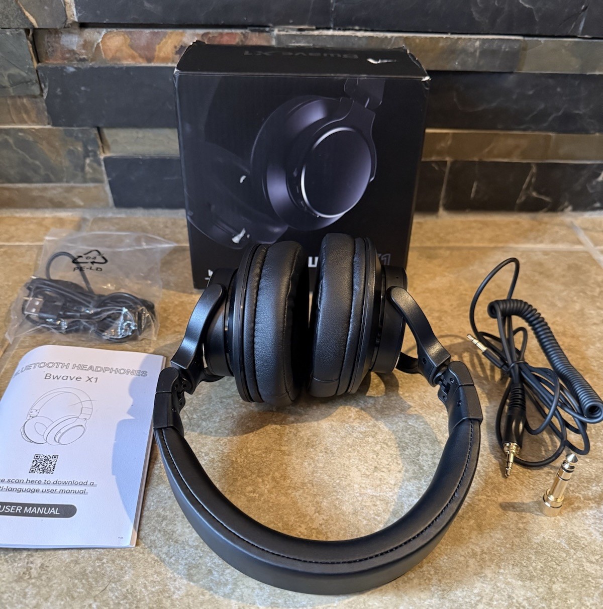 Studio Headphones Bwave X1 Bluetooth Over Ear New Black Wireless FAST SHIPPING