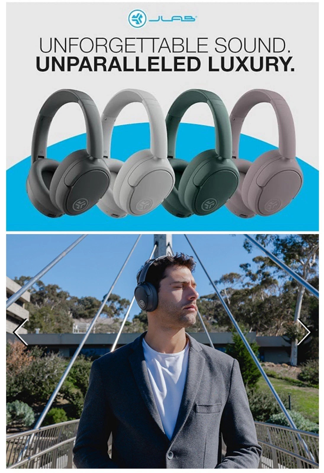 JLab JBuds Lux Active Noise Canceling Bluetooth Wireless Headphones Graphite