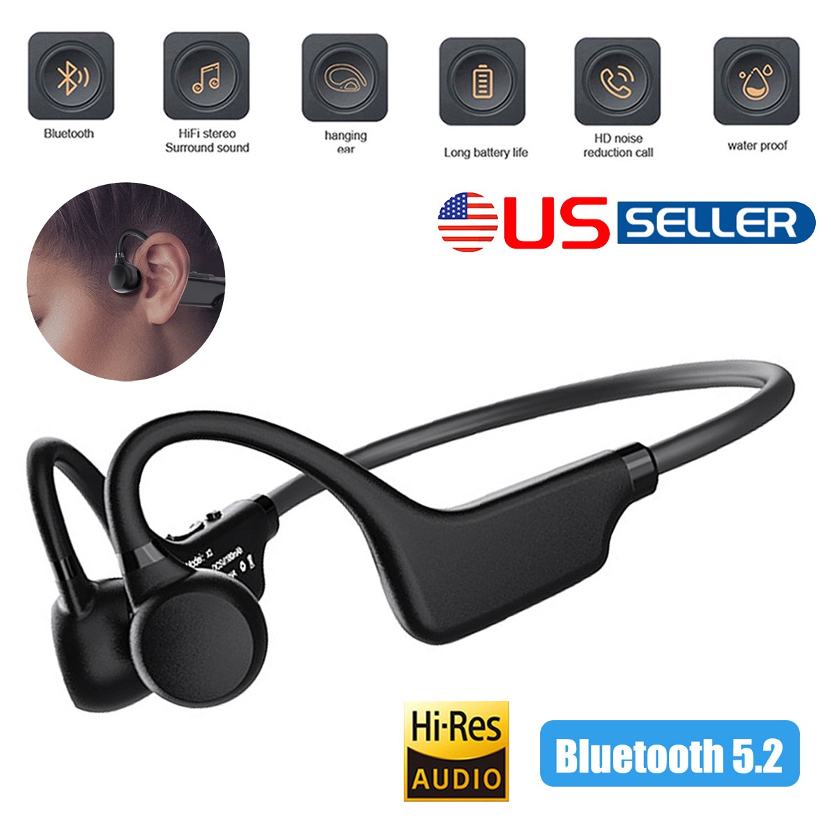 New Sports Neckband Headphones Comfort Fit Bone Conduction Clear Call 8H Battery