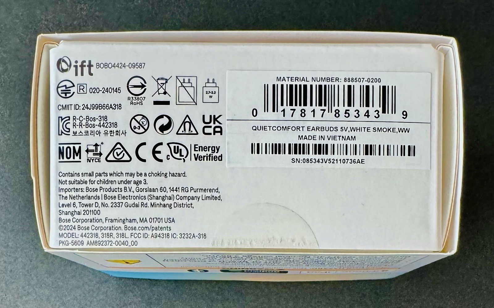 Bose – QuietComfort True Wireless Noise Cancelling In-Ear Earbuds, White SEALED
