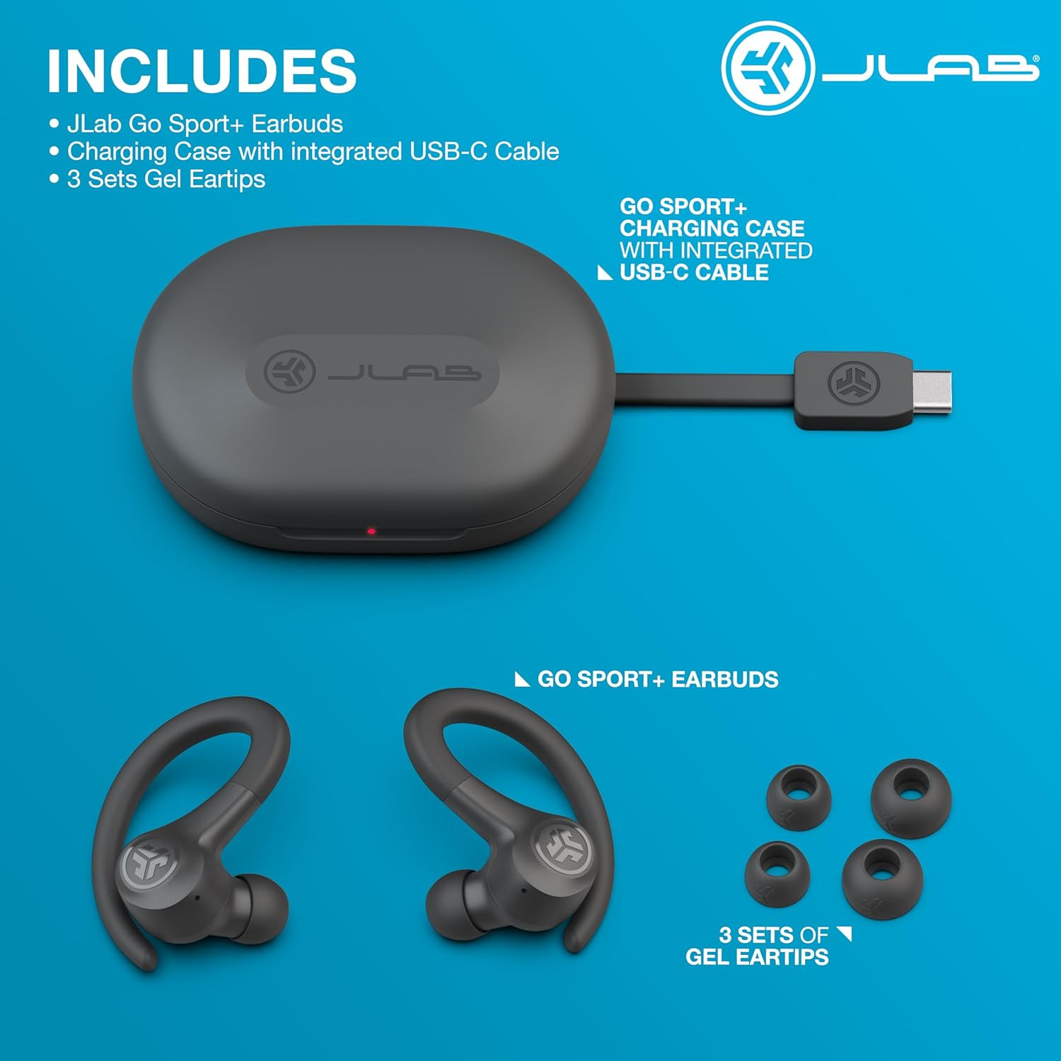 Go Sport+ Wireless Workout Earbuds Featuring C3 Clear Calling, Secure Earhook Sp